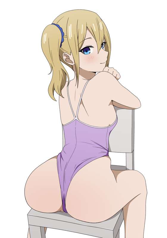 1girls, accurate art style, ass, ass focus, bathing suit, big ass, big butt, blonde hair, breasts, coro fae, enormous ass, enormous butt, female, hayasaka ai, kaguya-sama wa kokurasetai ~tensai-tachi no renai zunousen~, medium breasts, official style, ponytail