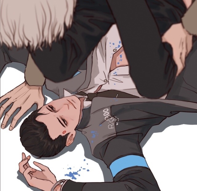 2boys age_difference anal button connor_(detroit:_become_human) cuffs detroit:_become_human formal gay handcuffs hank_anderson male male_focus multiple_boys sex shirt suit tagme tie yaoi