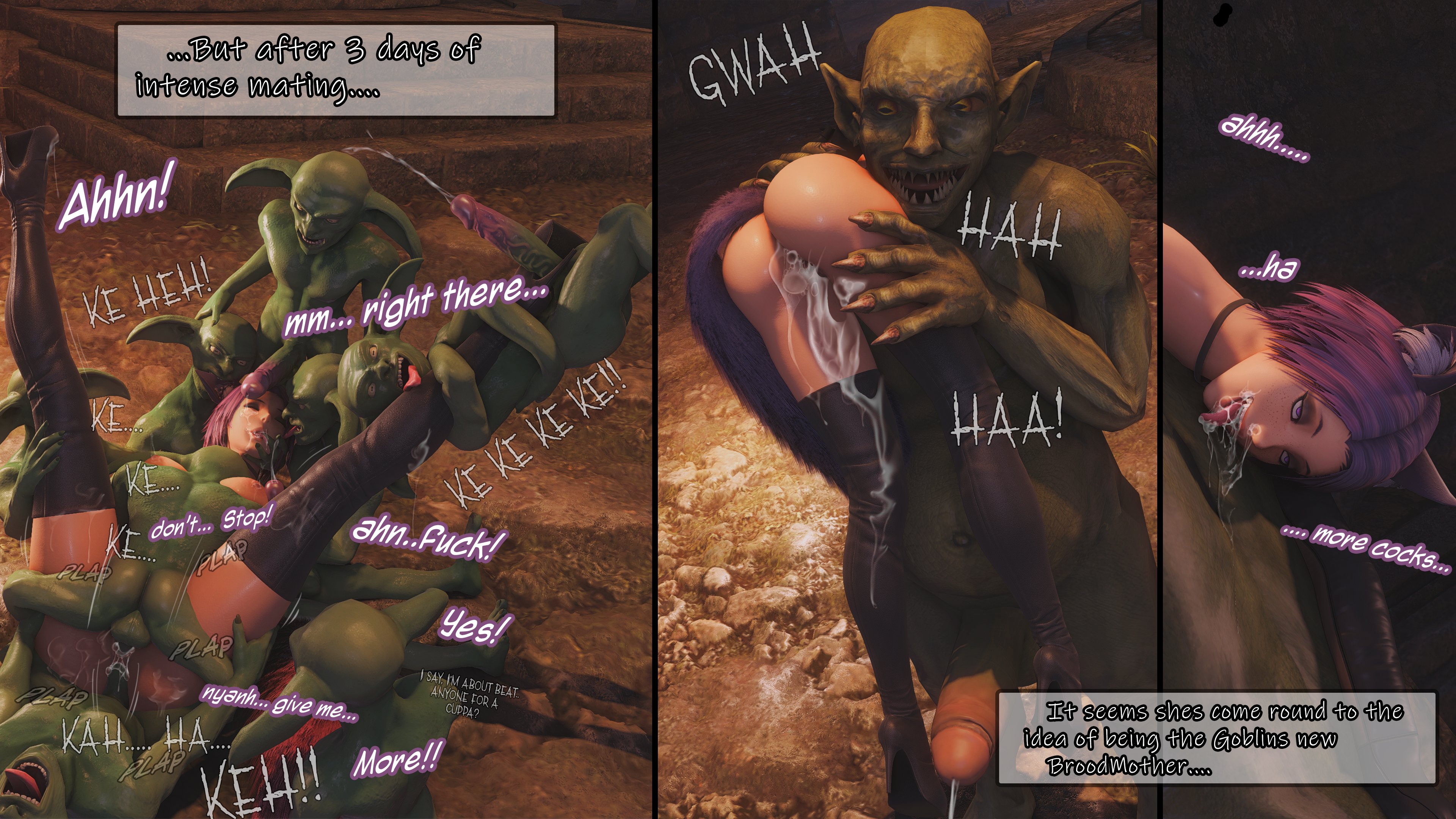 ahe gao, asking for it, asking for more, breeding, breeding slave, captured, carried, cat girl, creampie, cum drip, cumdump, defeated, defeated heroine, drool, english text, female, final fantasy, final fantasy xiv, fucked into submission, fucked silly, gangbang, goblin, goblin male, gpose (ffxiv), green skin, helpless, impregnation, mind break, miqo'te, monster, monster on female, mounted, multiple penetration, pinned, pleasure rape, precum, raped by monster, raped female, sex slave, size difference, small dom big sub, tandofloof, text, this is your life now, used as an object