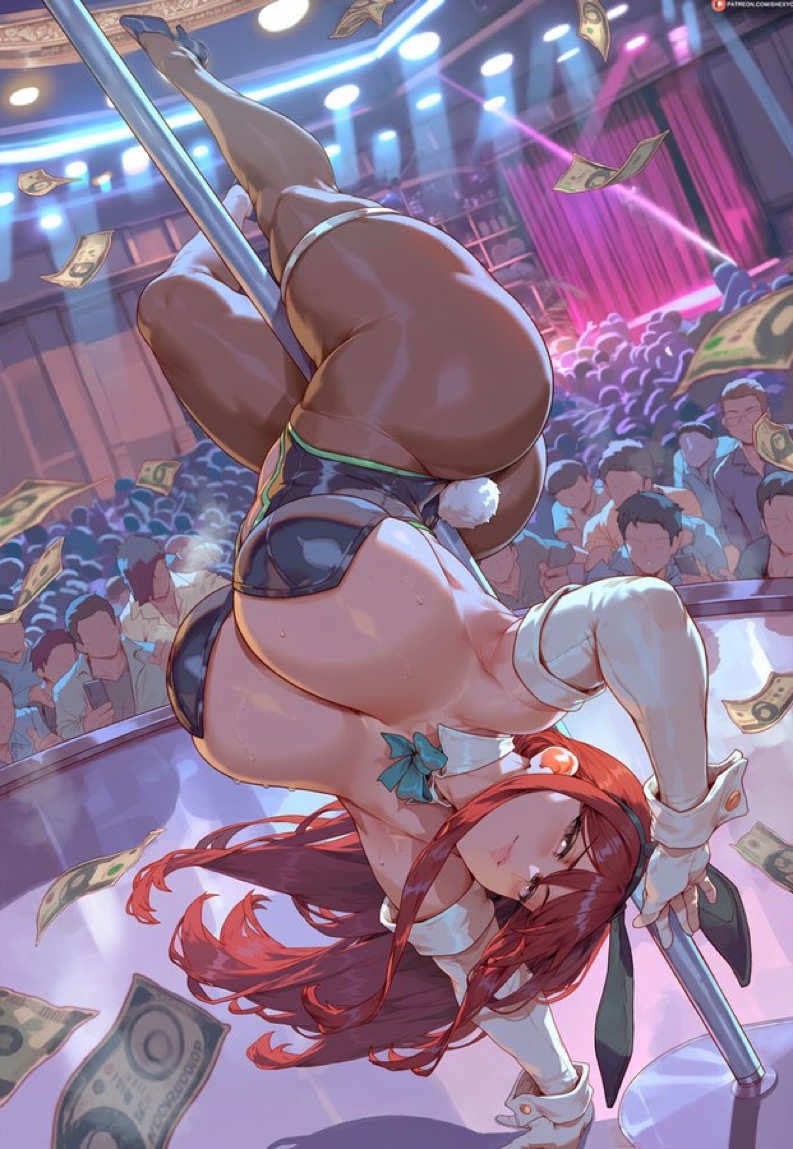 1girls, ai assisted, ai generated, armpits, arms up, ass, belly dancer, big ass, big breasts, big thighs, big tits, boobs, breasts, brown eyes, bubble butt, bunny ears, bunny tail, crowd, crowd watching, erza scarlet, fairy tail, fat ass, female, female only, gloves, heels, high heels, huge ass, huge breasts, large ass, large breasts, leggings, legs, light skin, light-skinned female, long hair, looking at viewer, money, public display, public exposure, red hair, sexy, sexy body, sexy female, shexyo, solo, solo female, stripper, stripper pole, sweat, thick, thick ass, thick legs, thick thighs, thighs, thunder thighs, tights, tits, voluptuous, voluptuous female