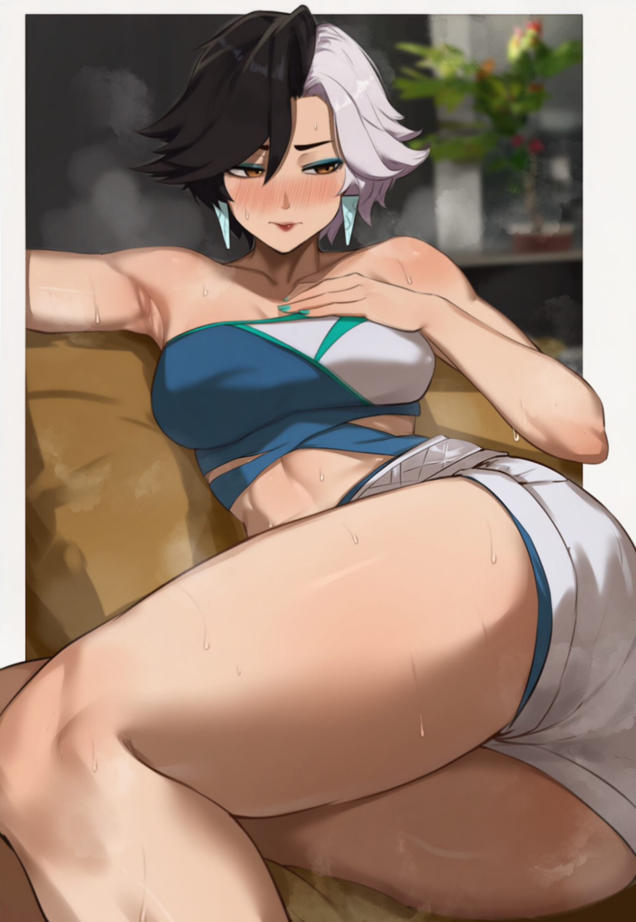 2d, asian, asian female, big ass, female, female only, fully clothed, luna snow, luna snow (marvel rivals), marvel, marvel rivals, solo, sweat, sweatdrop, sweating, thick thighs, thighs