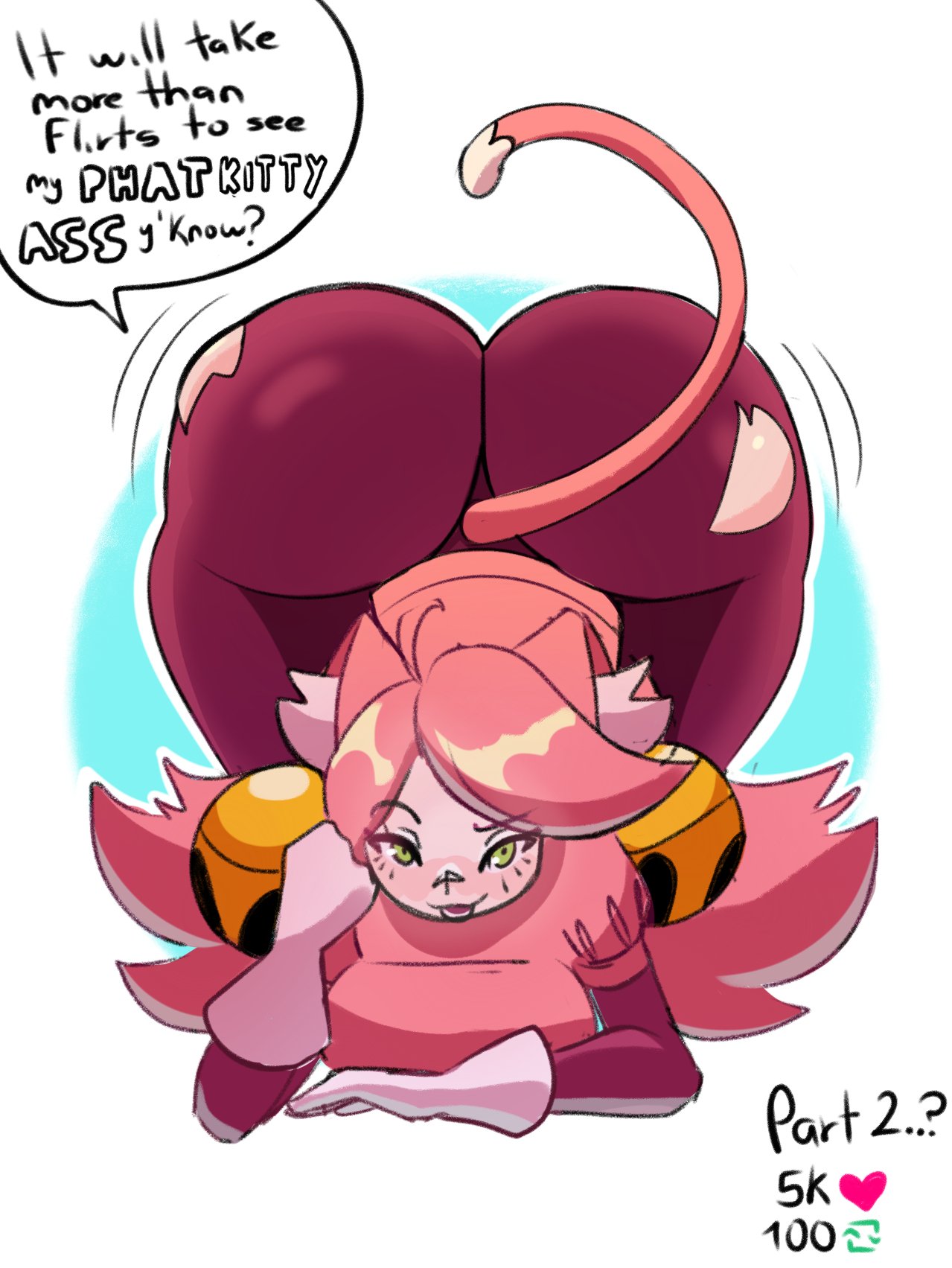bells, breasts, bubble butt, cat ears, cat girl, cat tail, catgirl, deltarune, deltarune chapter 5, dialogue, green eyes, huge ass, pink (deltarune), undertale (series)