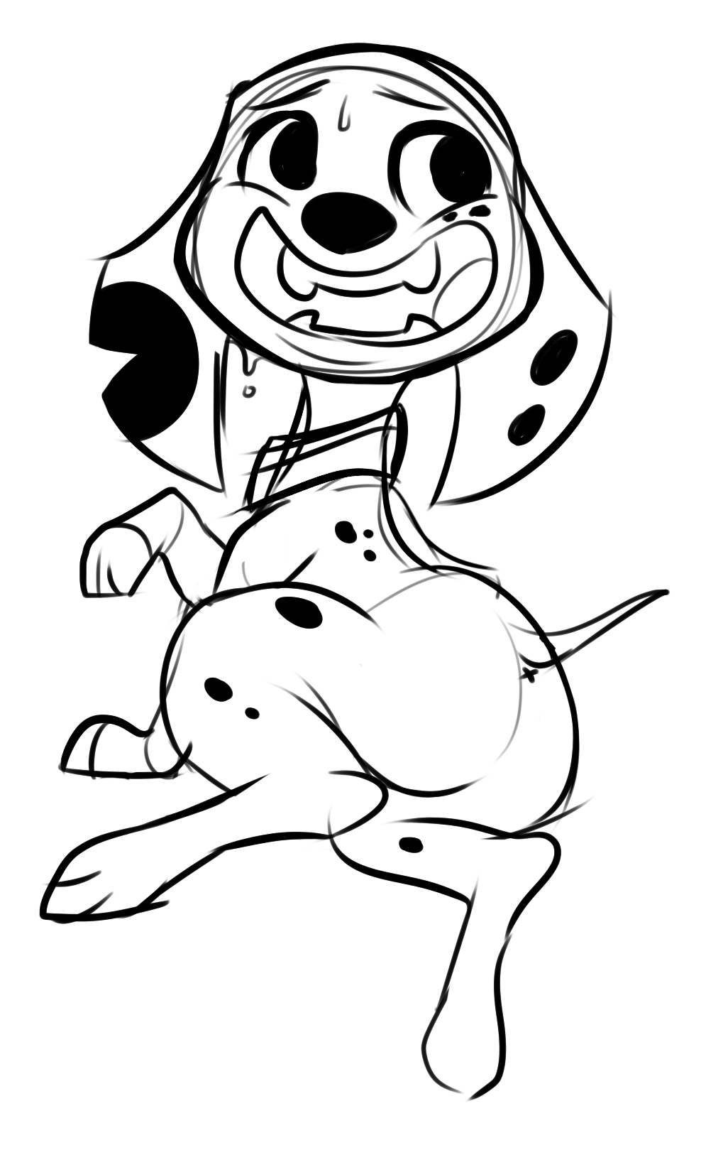 101_dalmatian_street 101_dalmatians animal animal_anus animal_ass animal_ears animal_tail animal_thick_thighs anus canine dalmatian disney dolly_(101_dalmatians) female feral mammal monochrome no_humans non-anthro samuriolu sketch solo x_anus