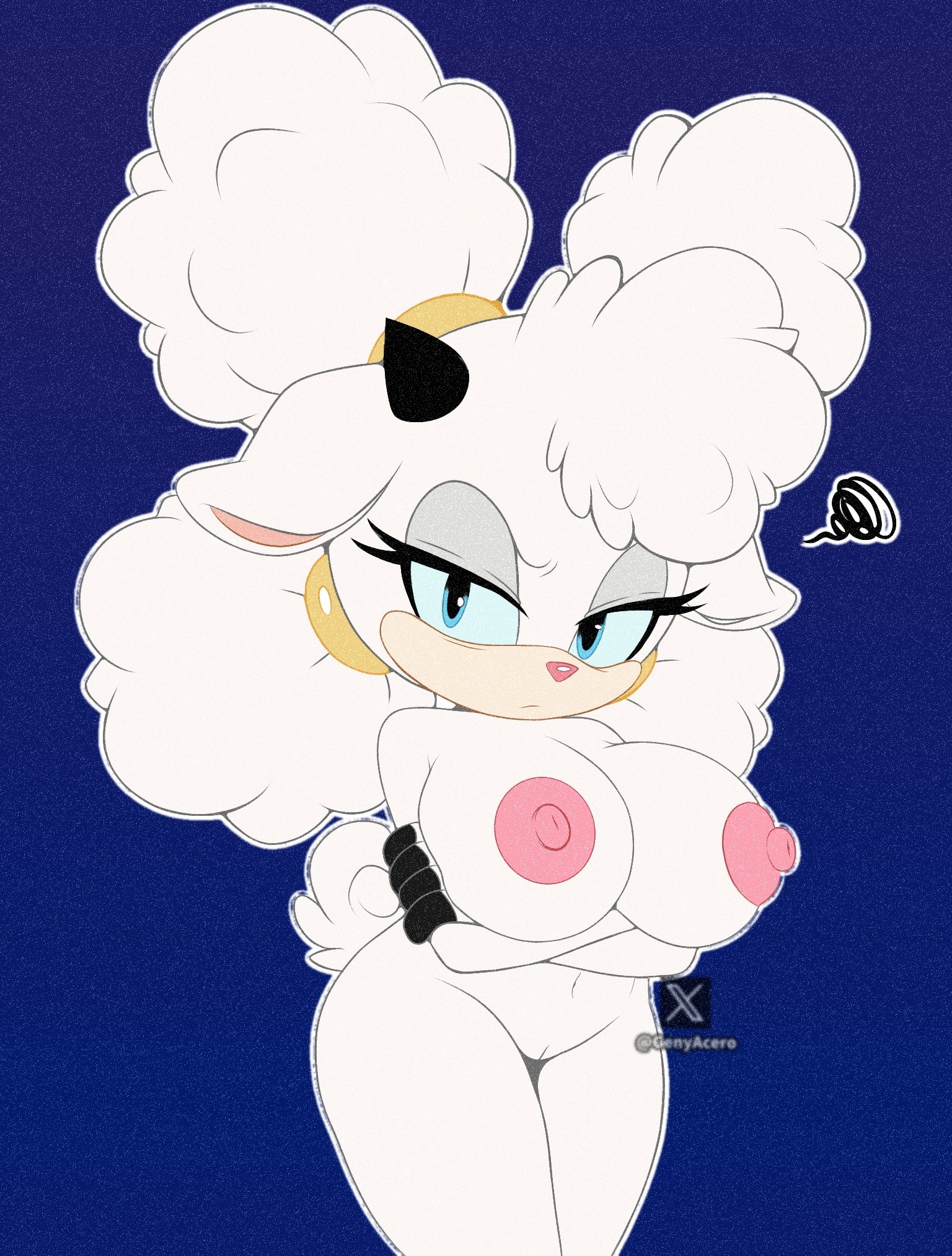 1girls, female, female only, fur, furry only, genyacero, idw publishing, lanolin the sheep, mobian sheep, naked, nipples, nude, nude female, pink nipples, sega, sheep, sheep girl, solo, sonic (series), sonic the hedgehog (comics), sonic the hedgehog (idw), sonic the hedgehog (series), white fur