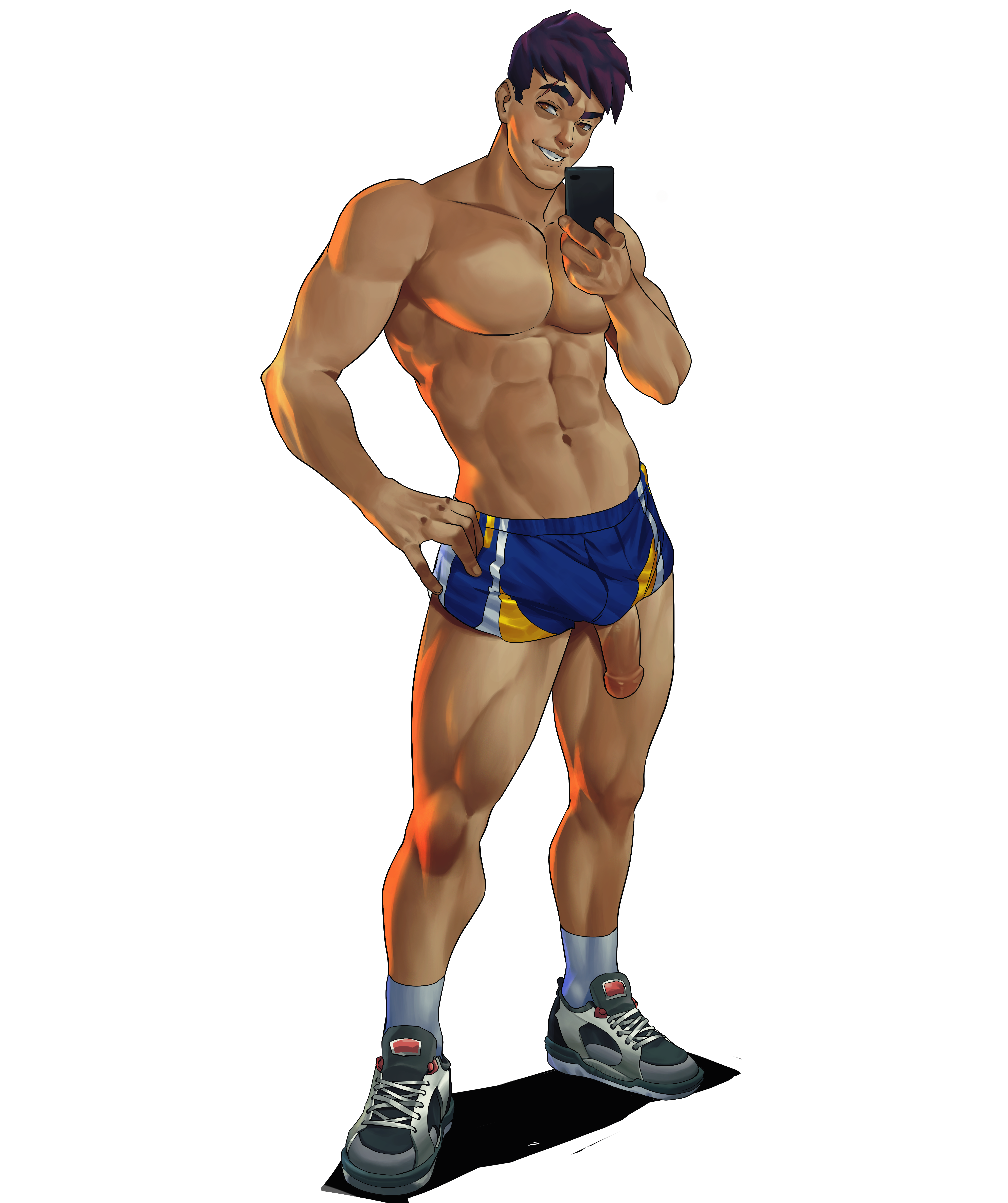 alpha channel, athletic, big penis, cellphone, dark hair, dark nipples, gym shorts, huge cock, liam (wilwont), liam (wont), liam claret, male, male only, muscular, muscular male, no shirt, penis, picture, selfie, solo, solo focus, solo male, teenager, transparent background