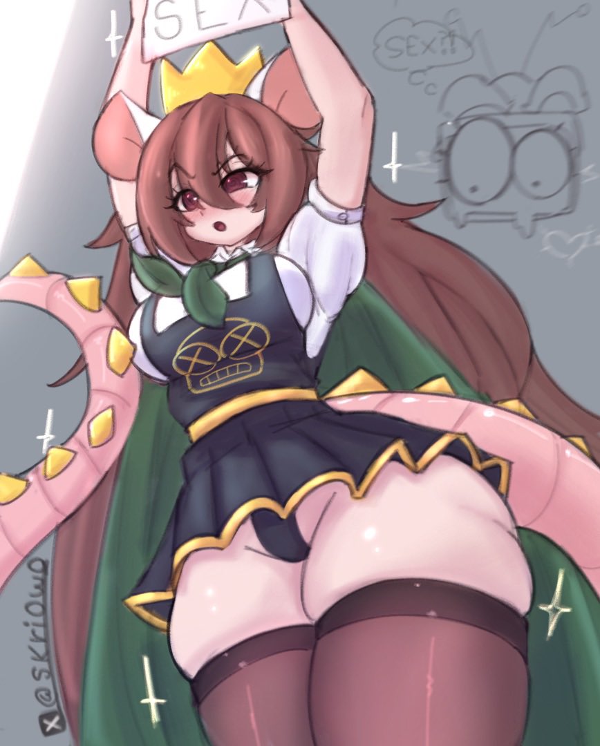 ass, blush, blushing female, breasts, brown eyes, brown hair, colombian female, cukizilla, el ultimo tvnauta, hispanic female, hispanic male, hispanic youtuber, looking at ass, mexican male, minion, pantyhose, perfectos desconocidos, rat ears, rat girl, rat tail, robot boy, skriowo, tight panties, tv nauta, youtube, youtube hispanic