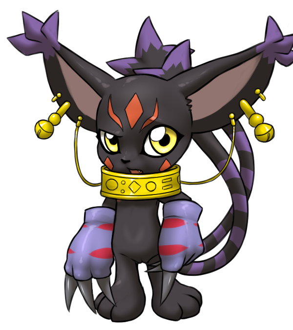 blackgatomon blackgatomon_x digimon ear_piercing feline female furball mammal multi_tail piercing pussy solo x_antibody