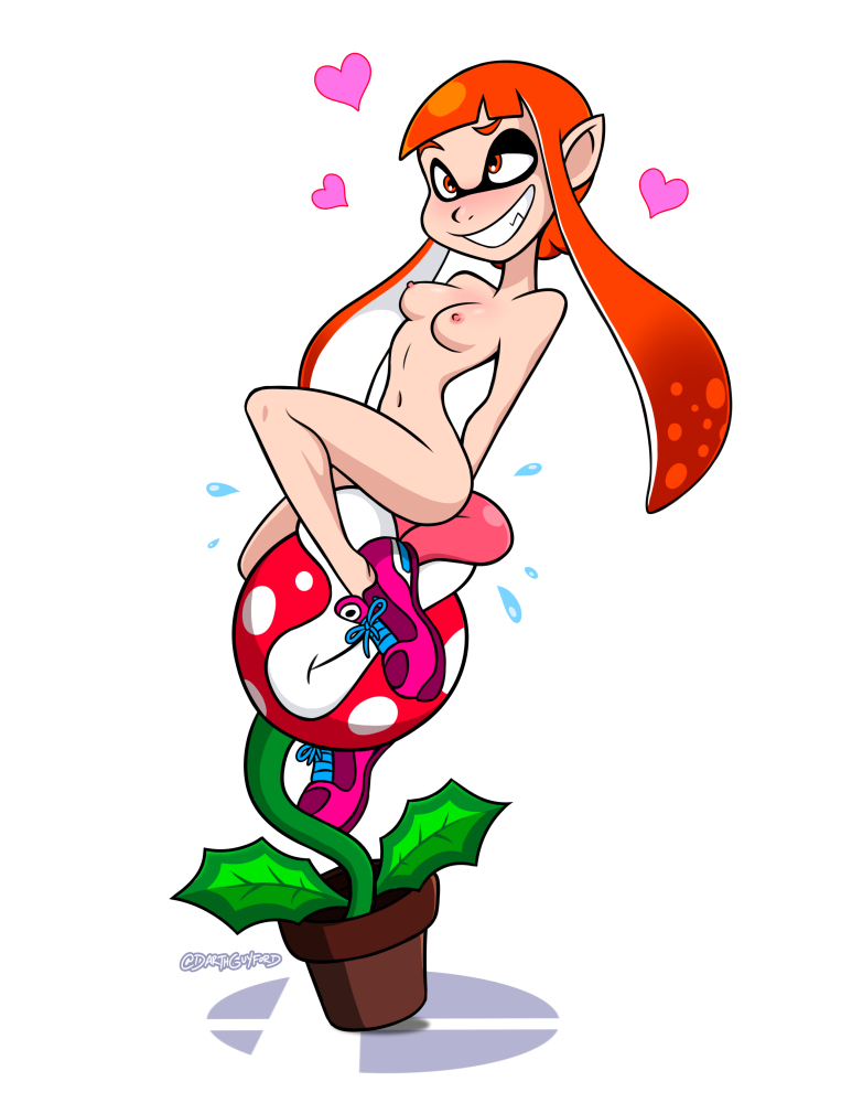 1girls 1other ambiguous_gender anthro artist_name bold-n-brash breasts cephalopod cephalopod_humanoid crossover cunnilingus darthguyford eyebrows female full_body heart humanoid inkling inkling_girl interspecies kaori_(splatoon) licking looking_pleasured mario_(series) mask_(marking) nintendo nipples nude orange_hair piranha_plant plant pointy_ears saliva shoes simple_background smile splatoon squid super_smash_bros. tentacle tentacle_hair tongue tongue_out white_background