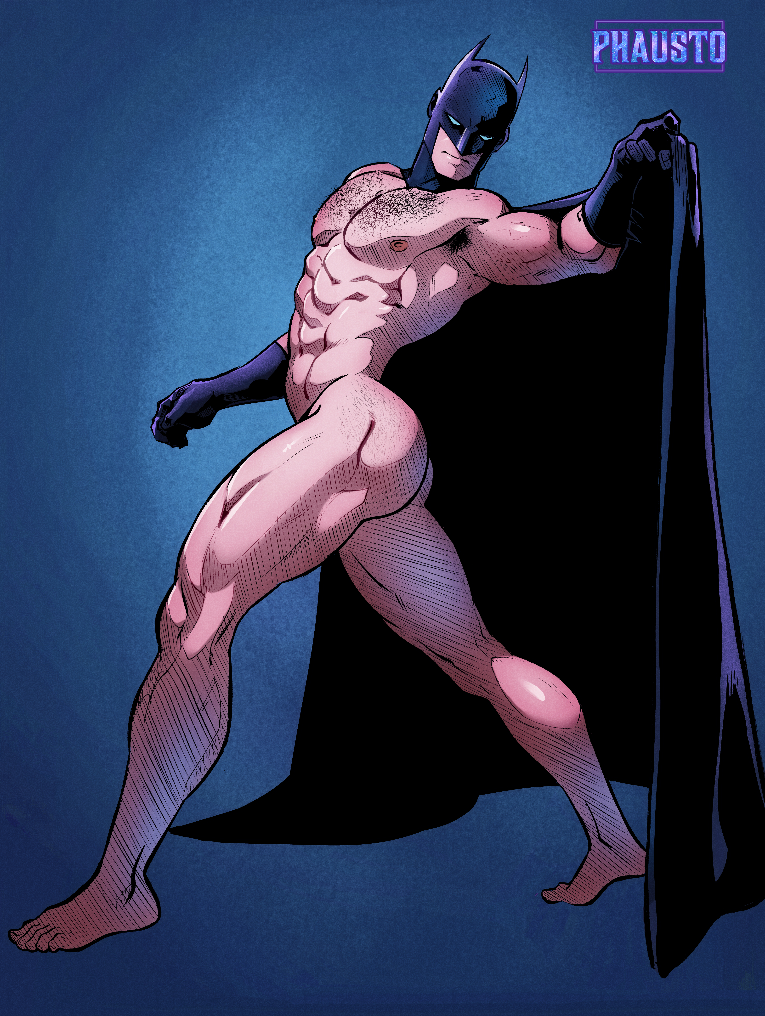 armpit hair, ass, bara, batman, batman (bruce wayne), batman (series), bruce wayne, daddy, dc, dc comics, dilf, hairy chest, male, male nipples, male only, masculine male, masked, mature male, muscular, muscular male, nipples, nude, phausto, yaoi