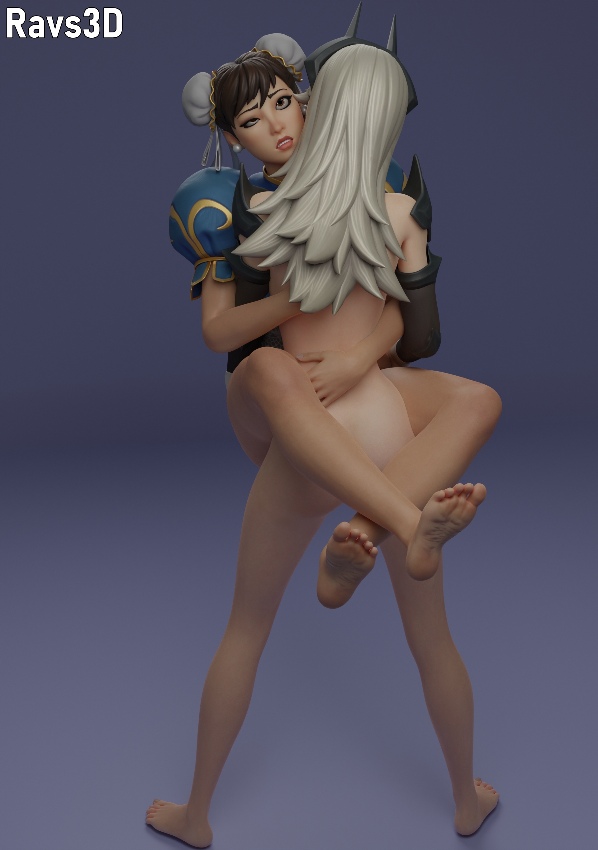3d, ass, capcom, chun-li, feet, female, fortnite, fortnite: battle royale, futanari, intersex, lexa (fortnite), orgasm, partially clothed, ravs3d, semi nude, simple background, street fighter