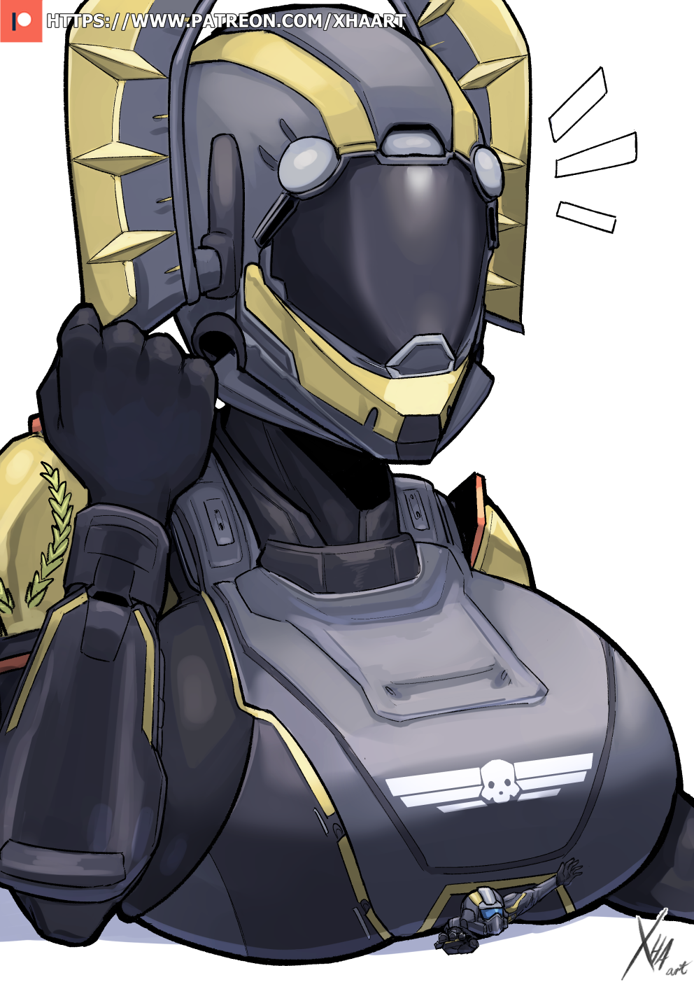 armor commission giantess helldiver_(helldivers) helldivers helldivers_2 helmet salute tagme xhaart