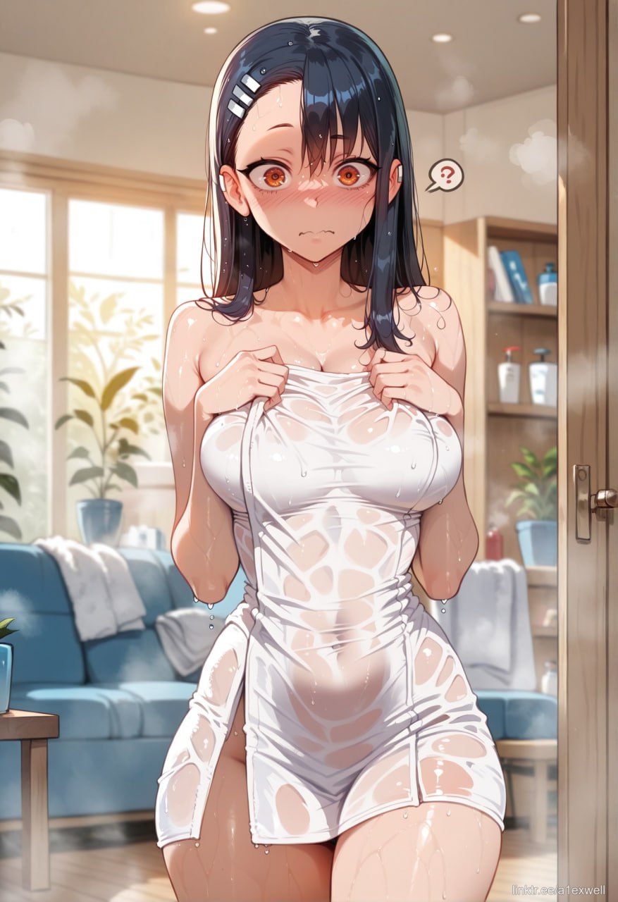 1girls a1exwell after_bath ai_generated alternate_ass_size alternate_breast_size blush confused female female_only hayase_nagatoro human indoors naked please_don't_bully_me,_nagatoro school_uniform solo source_deleted stable_diffusion steam towel towel_only wet