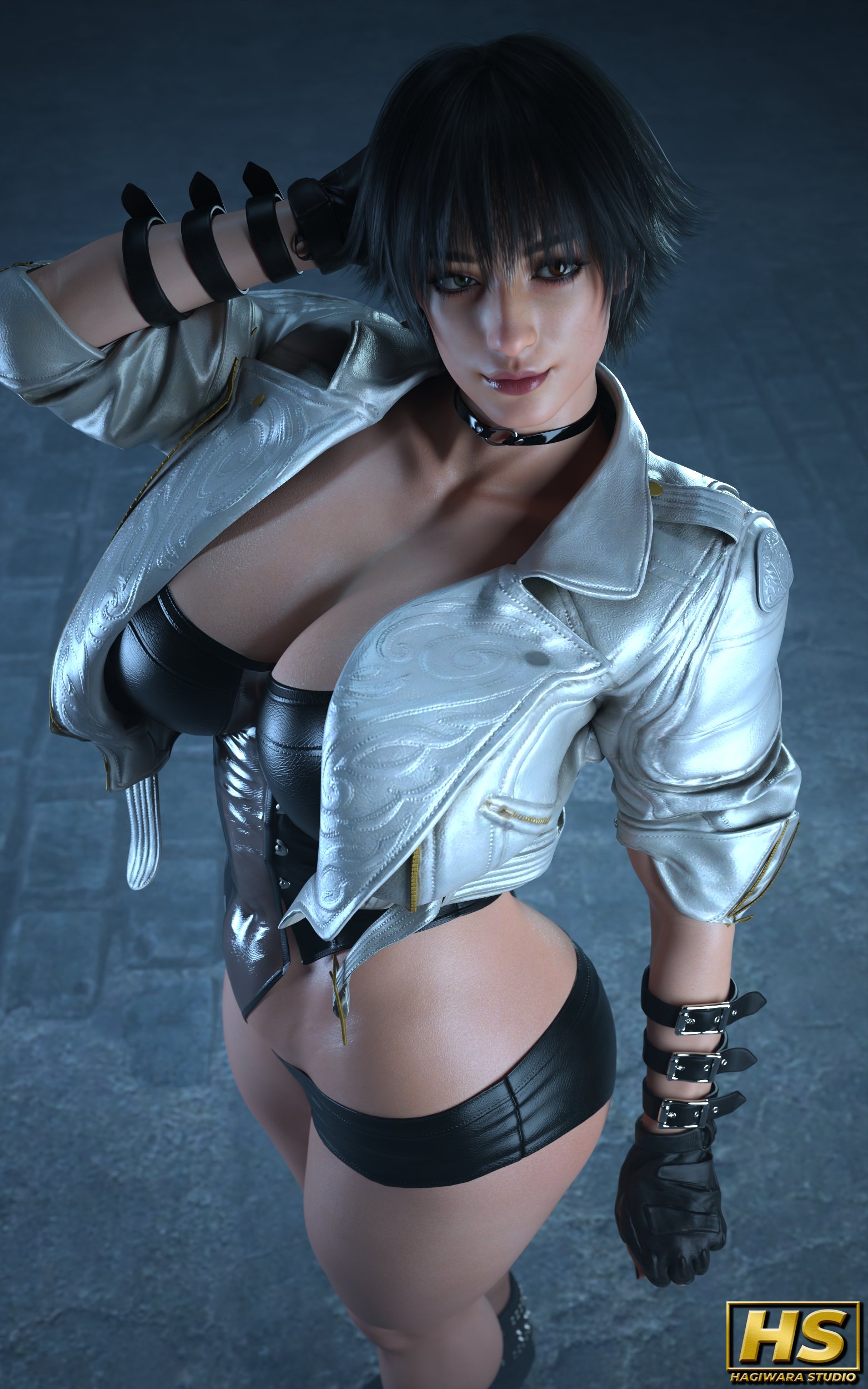 1girls, 2025, 3d, alternate version available, ass, big ass, big breasts, breasts, child bearing hips, choker, clothed, clothed female, curvaceous, curvaceous figure, curvy, curvy body, curvy female, curvy figure, curvy hips, devil may cry, devil may cry (series), devil may cry 5, female, female only, fingerless gloves, fully clothed, gloves, green eye, hagiwara studio, heterochromia, lady (devil may cry), light skin, light-skinned female, looking at viewer, nail polish, night, red eye, red nail polish, red nails, sagging breasts, short hair, solo, solo female, standing, thick thighs, voluptuous, voluptuous female, wide hips
