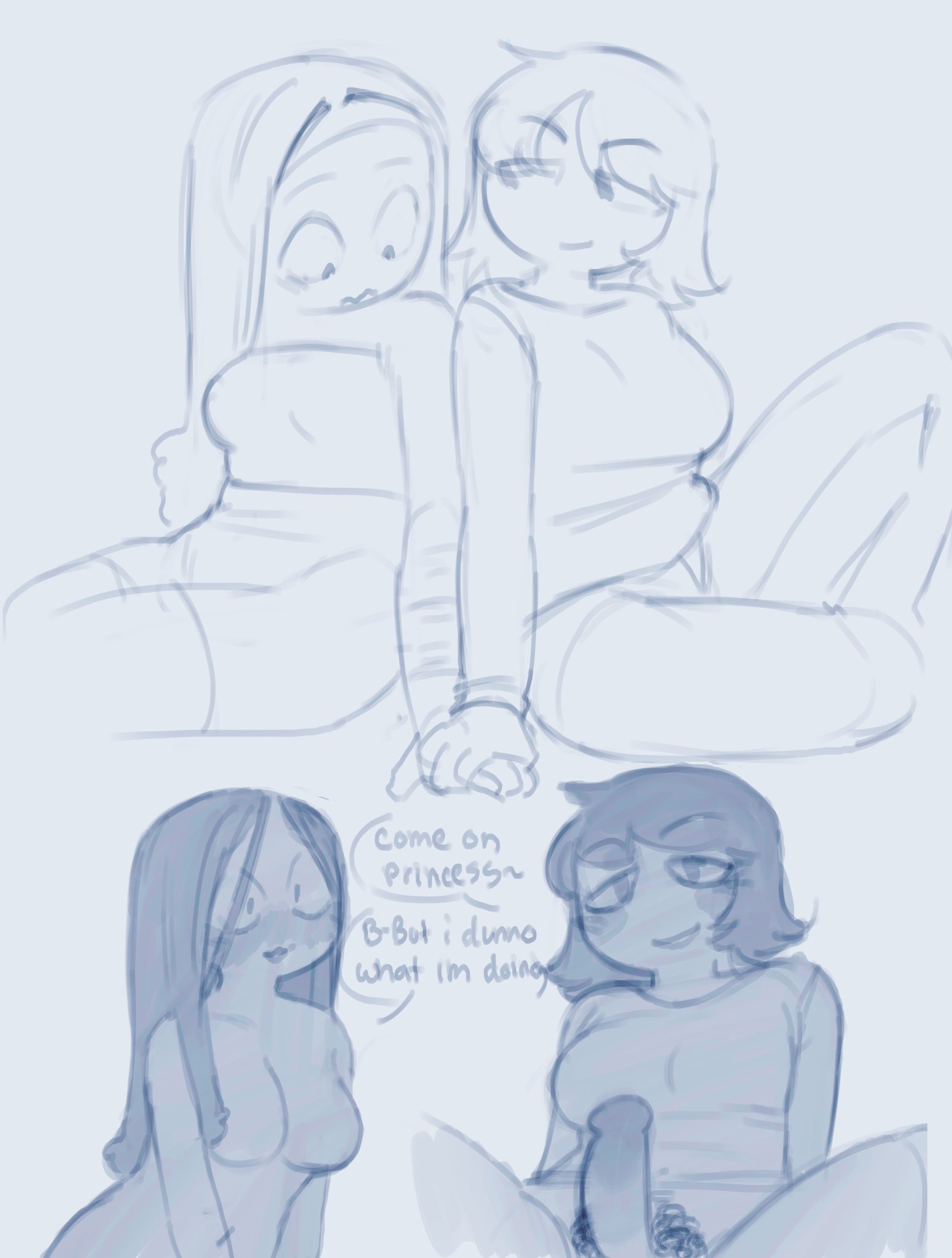 chibi, female, futa on female, futanari, hand holding, intersex, kewchiemcdouble, lesbian couple, penis, penis awe, self harm scars, sitting, solitaluv09, stereodaddy, yuri