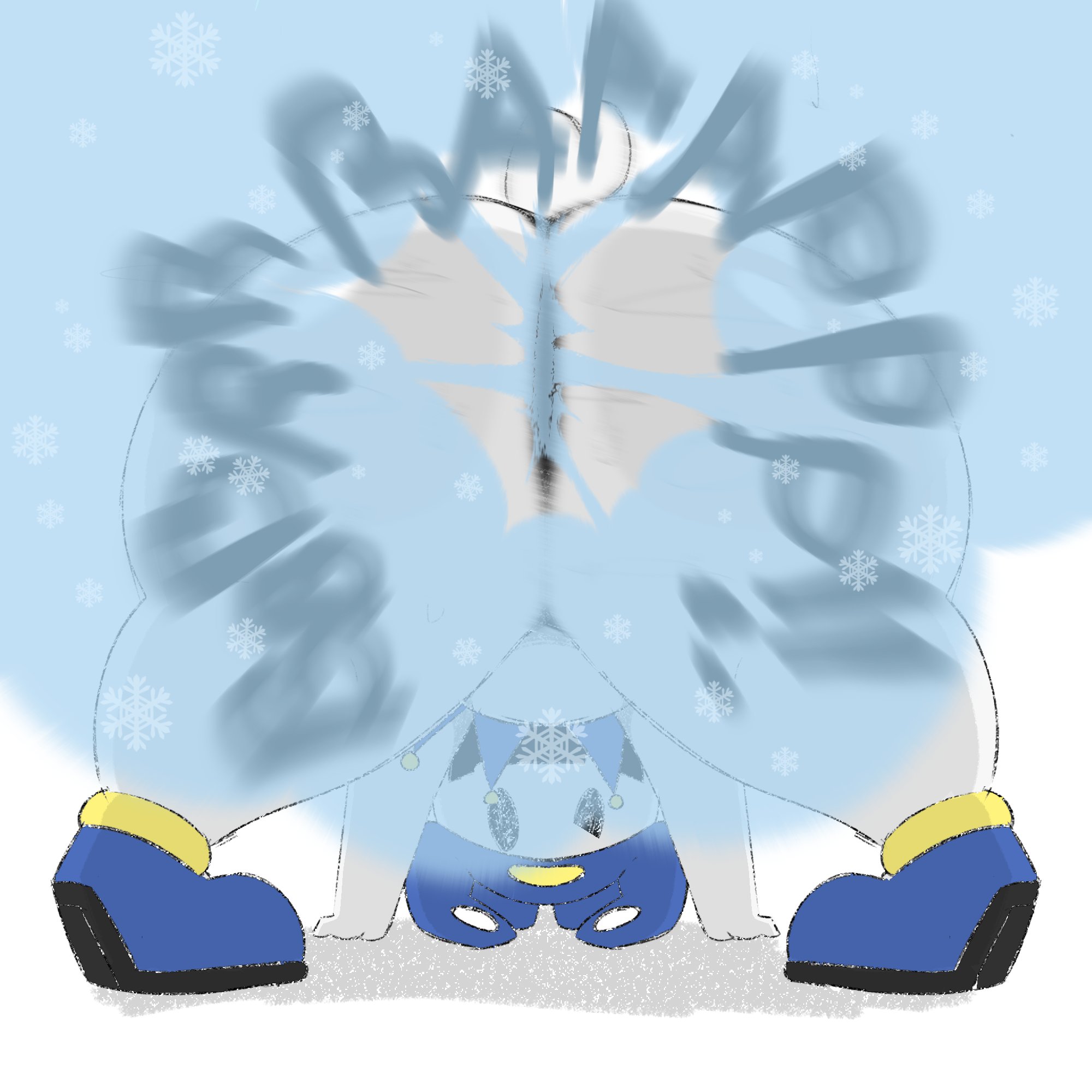 1boy, 2d, ass, bending forward, big ass, big butt, blue fart, blue fart cloud, clothing, demon, dipperisgross, fart, fart cloud, fart fetish, farting, farting at viewer, hat, headwear, ice, jack frost (megami tensei), looking at viewer, looking between legs, male, male fart, male only, megami tensei, musk, musk clouds, musky, no genitals, no sex, nonhuman, nonhuman male, onomatopoeia, presenting hindquarters, shin megami tensei, short tail, shortstack, simple background, snow, snowman, solo, solo male, sparkothefailure, sweat, sweaty, sweaty ass, sweaty butt, sweaty male, tail, text, white body