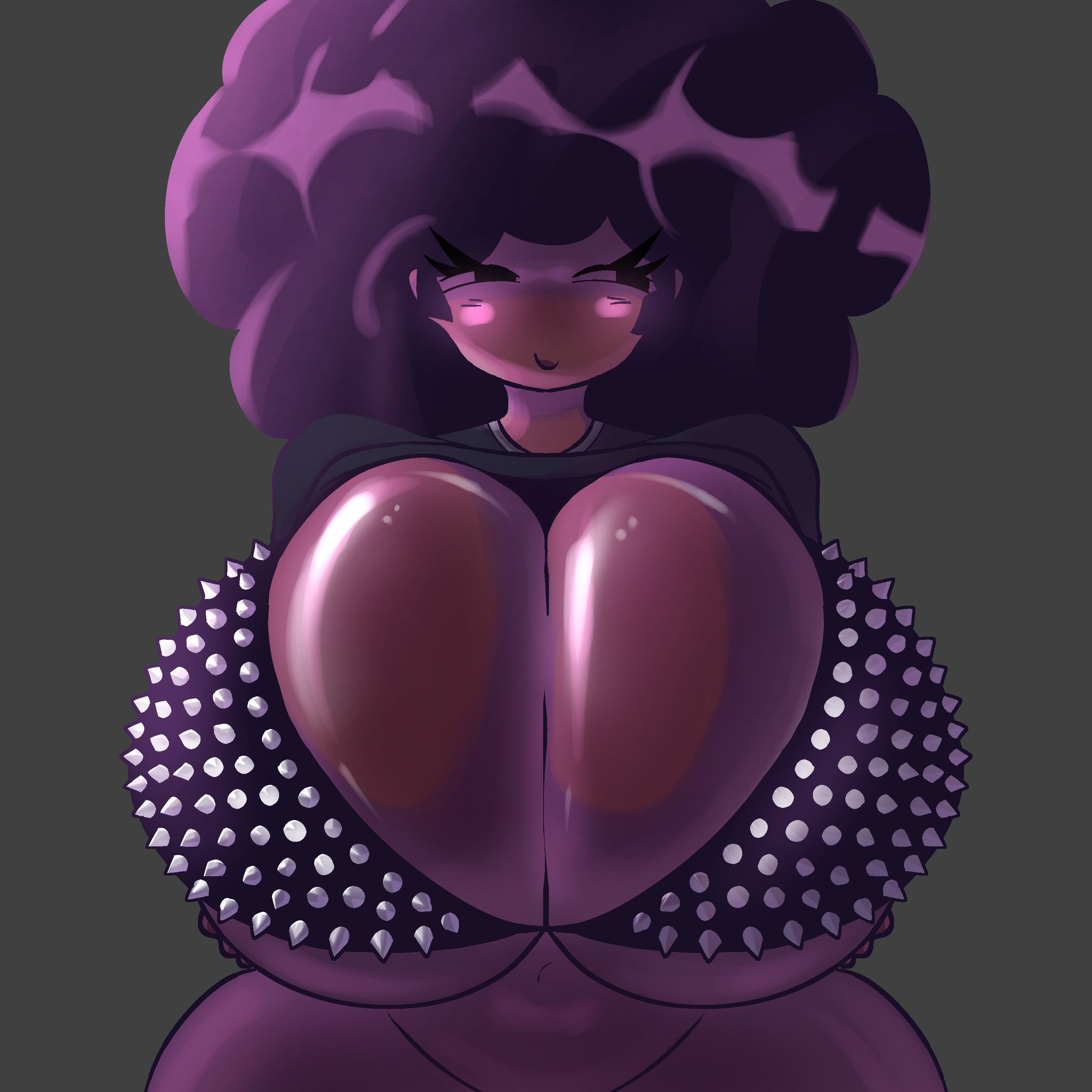 1girls, afro, belly, big breasts, breasts, breasts focus, carol (bbpanzu), dark skin, dark skinned female, friday night funkin, huge breasts, large breasts, lidialust07, massive breasts, showing breasts, showing off, smile, solo, thick thighs, thighs