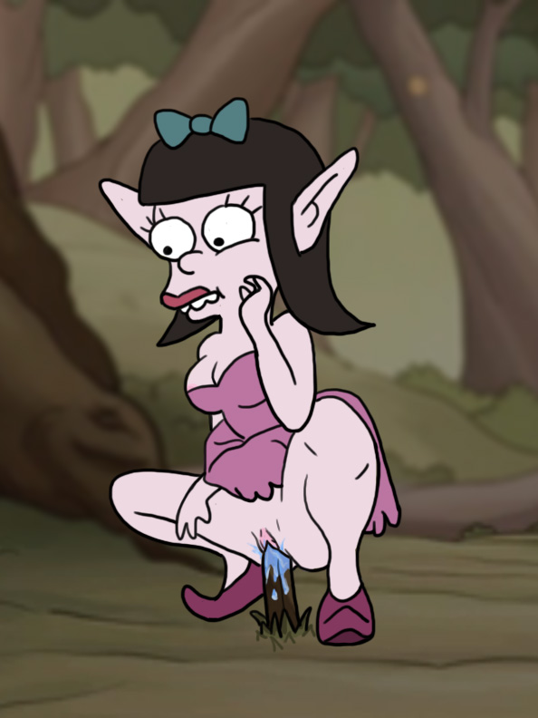 bare_shoulders big_breasts black_hair calarts cleavage disenchantment elf insertion kissy_(disenchantment) little masturbation no_panties pointy_ears shortstack spread_legs spreading upskirt wet wet_pussy