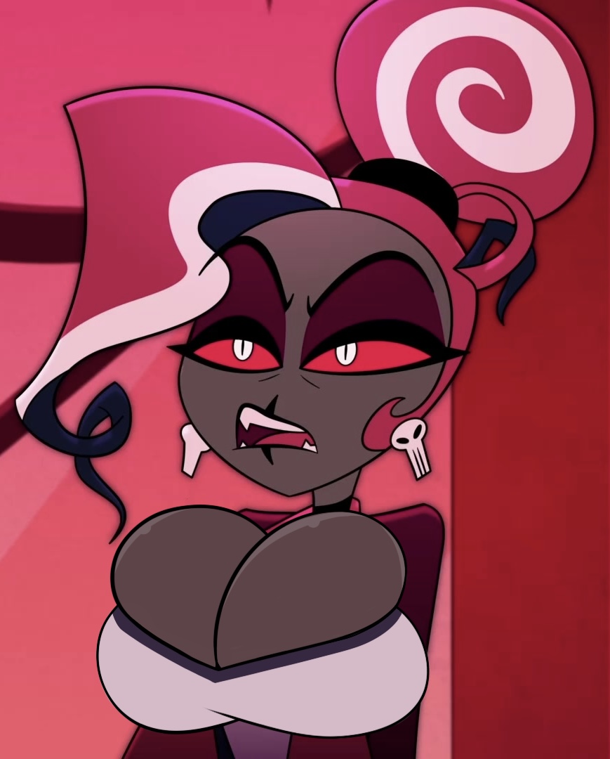 big boobs, big breasts, big tits, boobs, boobs bigger than head, breasts, breasts bigger than head, edit, edited, edited screencap, hazbin hotel, hazbin hotel (season 2), hellaverse, screenshot, screenshot edit, spacetoofar, tits, tits bigger than head, velvette, velvette (hazbin hotel)