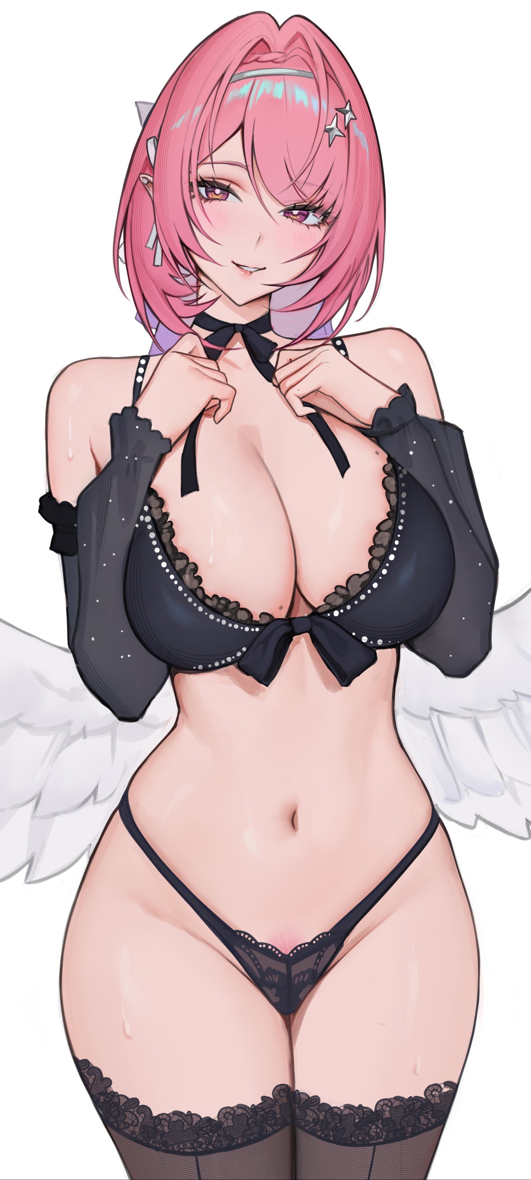 1girls, 2:1, almost naked, bare shoulders, beautiful, beautiful body, beautiful breasts, beautiful eyes, beautiful face, beautiful female, beautiful girl, beautiful woman, belly, belly button, belly cutout, belly fetish, belly outline, big breasts, black underwear, breasts, cum tribute material, hands over breasts, horny, horny female, hoyoverse, imminent sex, legwear, lingerie, lip bite, lip biting, lipbite, lips, lips bite, looking at viewer, midriff, midriff cutout, midriff exposed, midriff focus, midriff showing, mihoyo, mole on breast, moles on breasts, mouth, navel, navel cutout, navel fetish, navel line, navel outline, necklace, panties, perfect belly, perfect body, perfect girl, pink hair, quilm, red eyes, remielle dan, seducing, seduction, seductive, seductive body, seductive eyes, seductive gaze, seductive look, seductive mouth, seductive pose, seductive smile, sexy, sexy attire, sexy body, sexy clothing, sexy female, short hair, slender, slender athletic build, slender body, slender build, slender frame, slender waist, slim body, slim female, slim figure, slim girl, slim thick, slim torso, slim waist, stunning, suggestive, suggestive expression, suggestive gesture, suggestive look, suggestive smile, tall female, thick thighs, thighhighs, thighs, tummy, wanting cum, wanting sex, zenless zone zero