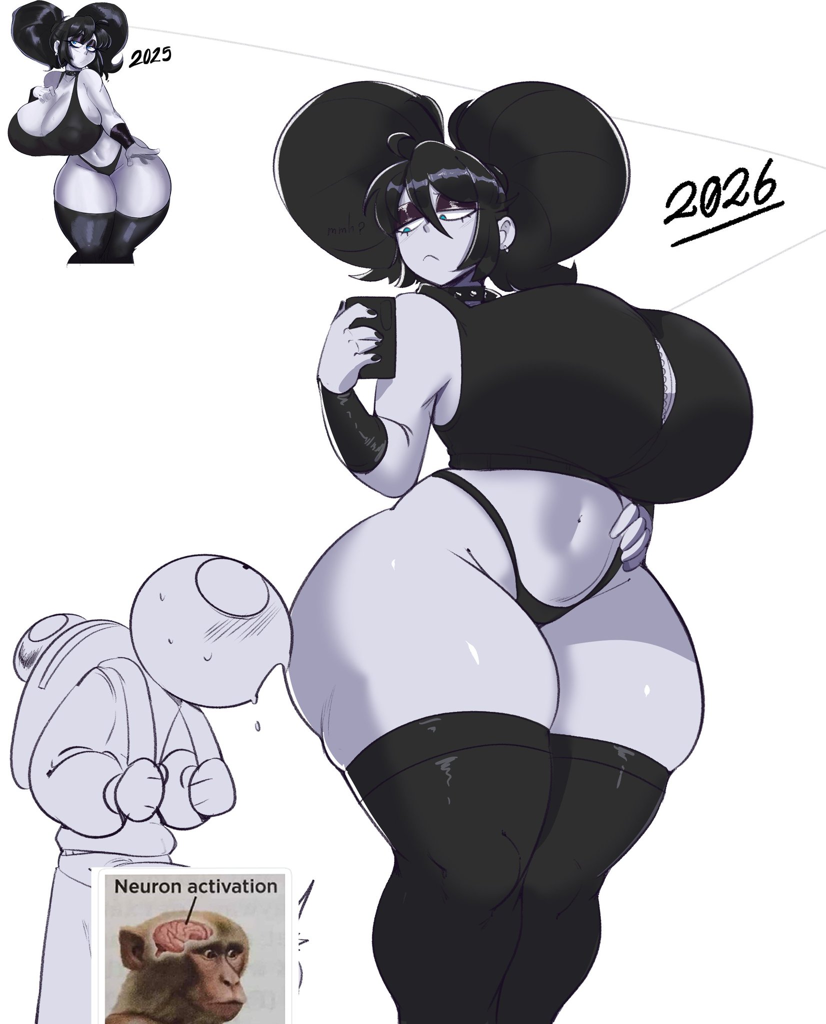 1boy, 1girls, 2026, big ass, big breasts, big butt, big thighs, bigger female, curvaceous, curvy, curvy body, curvy figure, curvy hips, garp sand, goth, goth girl, hi res, highres, huge ass, huge breasts, huge butt, huge thighs, oc, panties, remake, sexy, sexy body, socks, suggestive, suggestive look, tagme, thick, thick ass, thick hips, thick legs, thick thighs, thighhighs, thighs, topwear, twintails, voluptuous, voluptuous body, voluptuous female, white skin