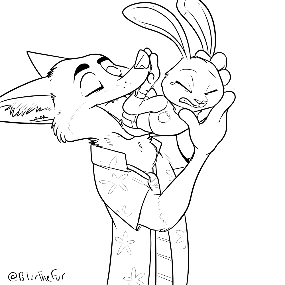 anthro black_and_white blurthefur canine clenched_teeth closed_eyes clothed clothing disney eating female female_prey fox judy_hopps lagomorph larger_male male male_pred mammal monochrome necktie nick_wilde oral_vore police_uniform rabbit simple_background size_difference smaller_female smile soft_vore swallowing teeth uniform vore voredom white_background zootopia