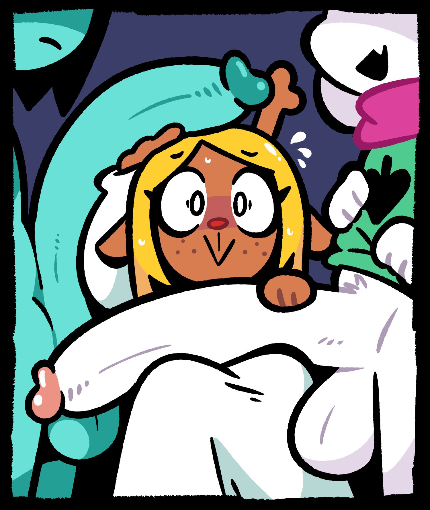 1girls, 2026, 2boys, 2boys1girl, anthro, antlers, balls, big balls, big penis, blonde hair, blue body, blue hair, blue skin, bovid, brown body, brown fur, caprine, cock, darkner, deer, deltarune, digital media (artwork), enormous balls, enormous penis, expressions, female, goat, hair between eyes, hair over eyes, hi res, huge balls, huge cock, human, kris (deltarune), long hair, male, male/female, mammal, new world deer, noelle holiday, penis, ralsei, red nose, reindeer, smile, snout, surprised, threesome, twitter link, undertale (series), white body, white fur, yopy