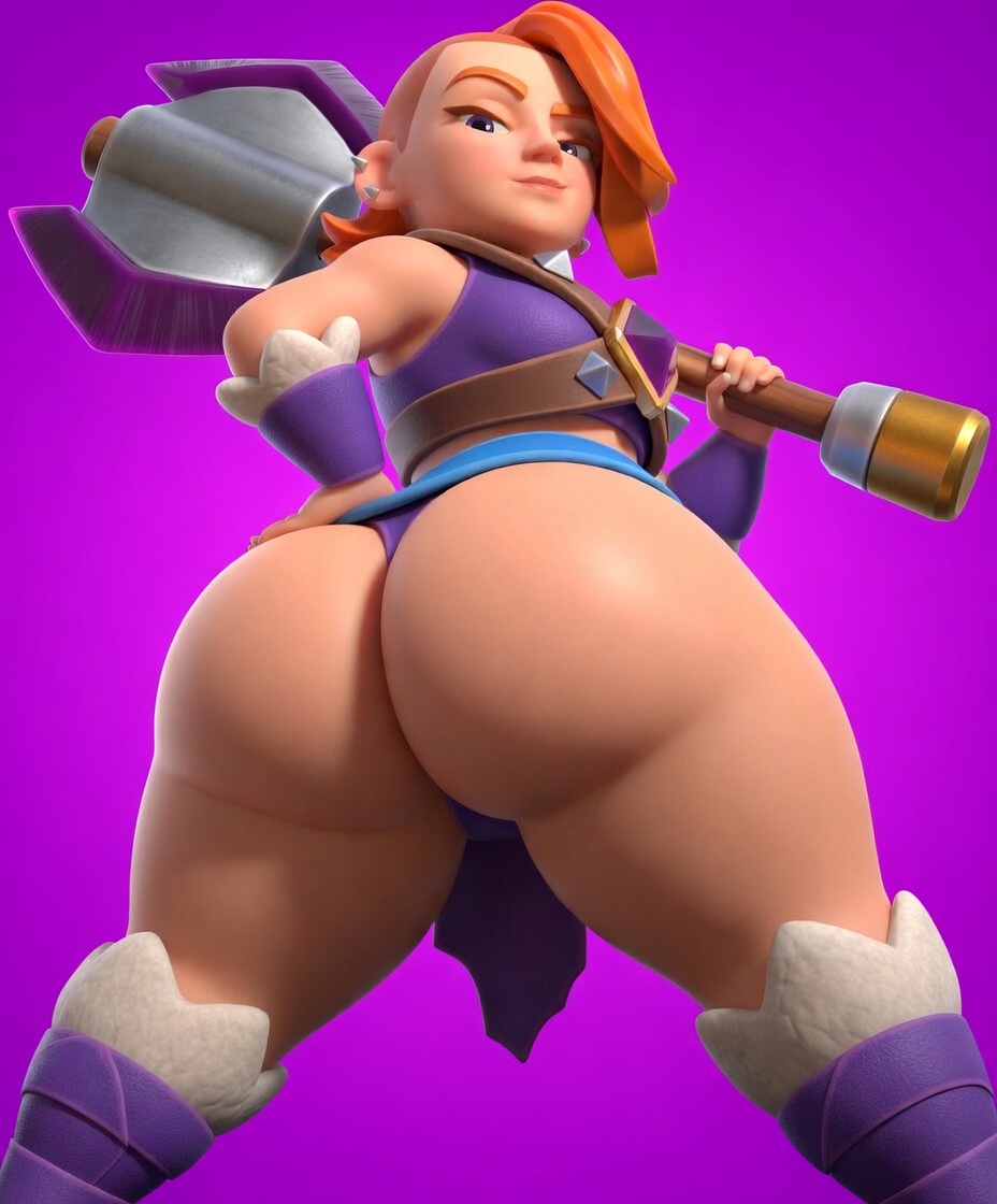 ai generated, ass, ass focus, big ass, big butt, butt focus, clash (series), clash royale, edited official artwork, evolution valkyrie (clash royale), fat ass, fat butt, female, female focus, female only, ginger, ginger female, ginger hair, huge ass, huge butt, massive ass, massive butt, orange hair, seductive eyes, seductive look, short hair, solo, solo female, solo focus, thick, thick ass, valkyrie (clash of clans), valkyrie (clash royale)