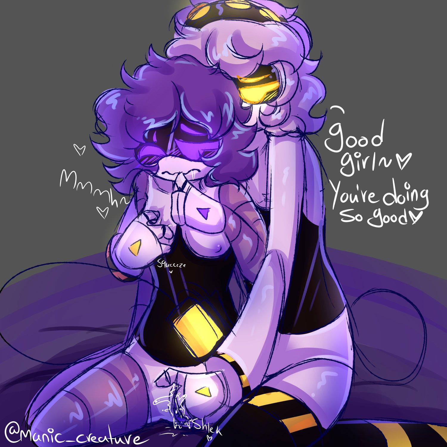 2girls, breasts, dialogue, female, female only, fingering, fingering pussy, glitch productions, grabbing breasts, heart, manic creature, moaning, murder drones, pussy, pussy juice, robot, robot girl, small breasts, squeezing breast, uzi (murder drones), uzi doorman, v (murder drones), yuri