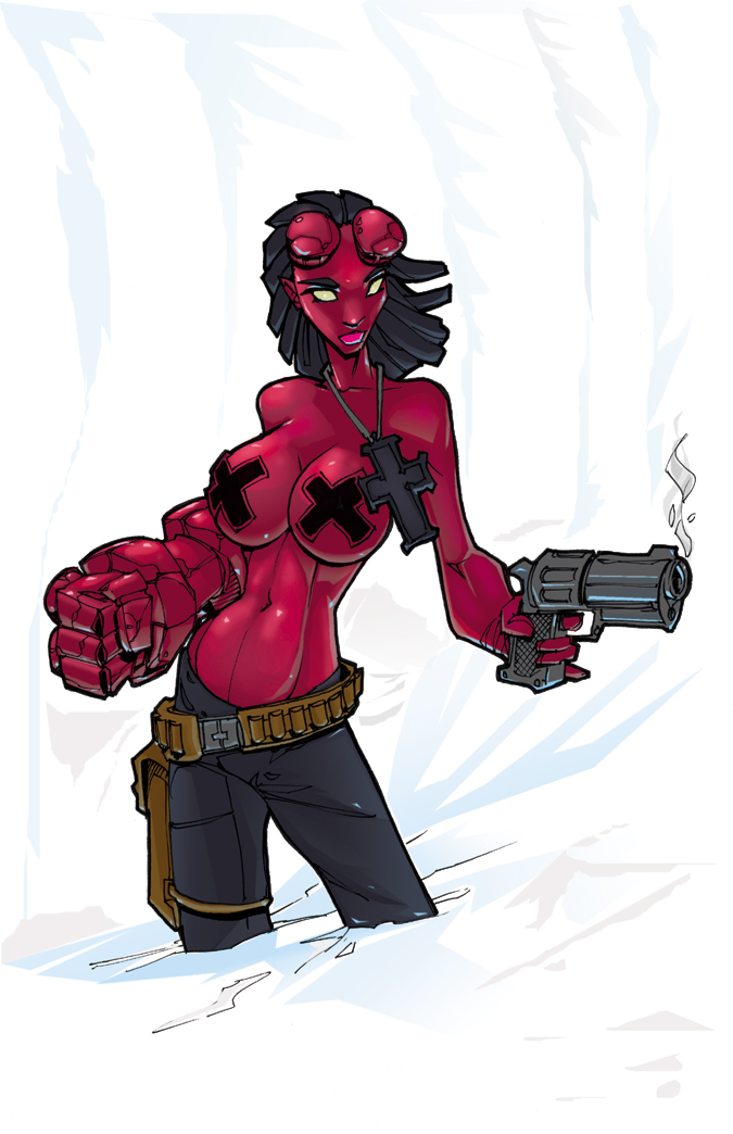 1girls dark_horse female female_only hellboy hellboy_(series) hellgirl pasties rantz rule_63 tagme