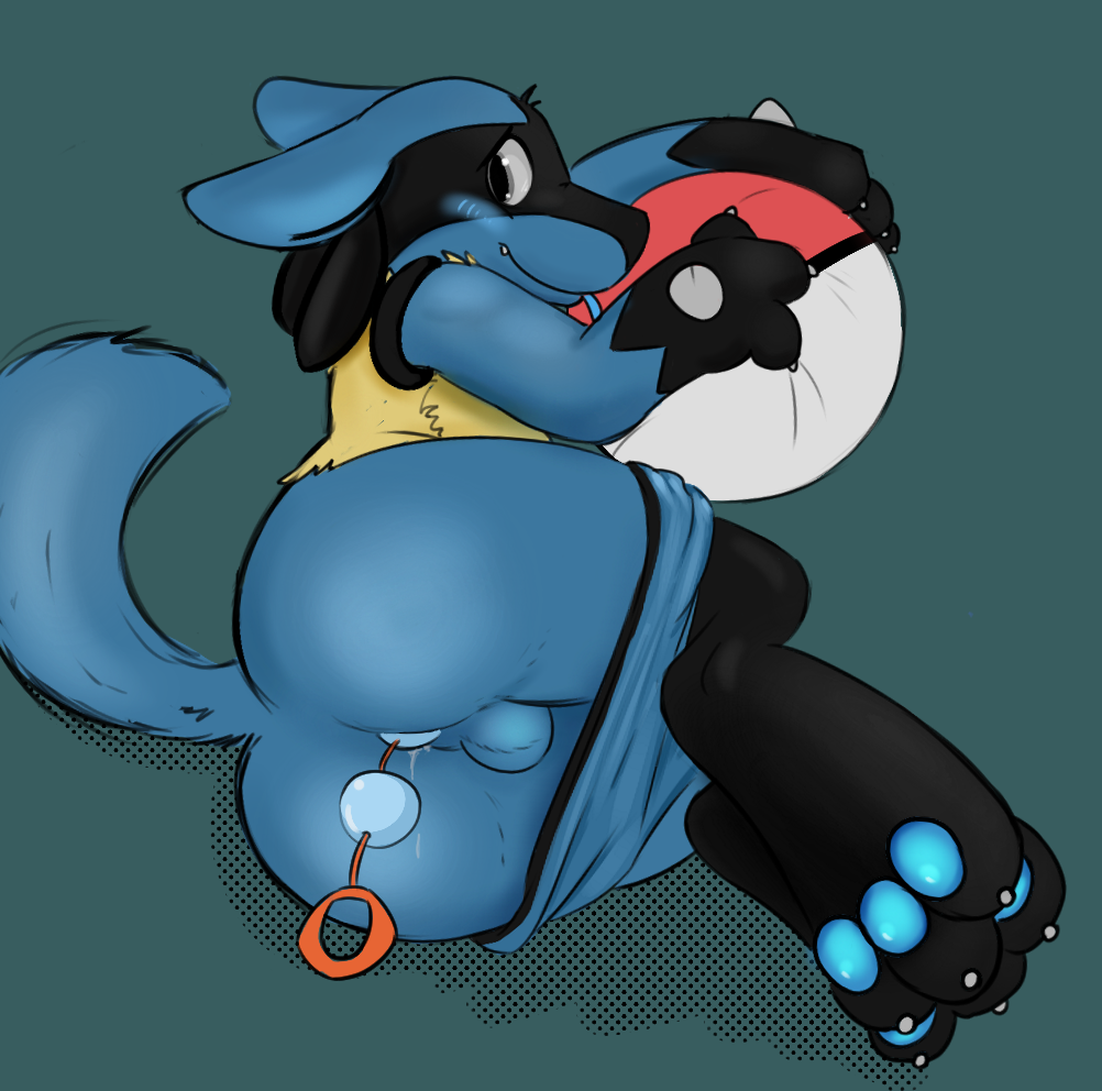 1boy anal anal_beads anal_sex anthro anus ass ball black_fur blue_fur blue_pawpads blush claws clothing exposed fur furry knox_(artist) looking_back lucario male male_only nintendo pawpads penetration pinup pokemon pokemon_(species) pokemon_dppt pose raised_tail sex_toy shorts smile solo spikes testicles thick_thighs toe_claws video_games wide_hips yellow_fur