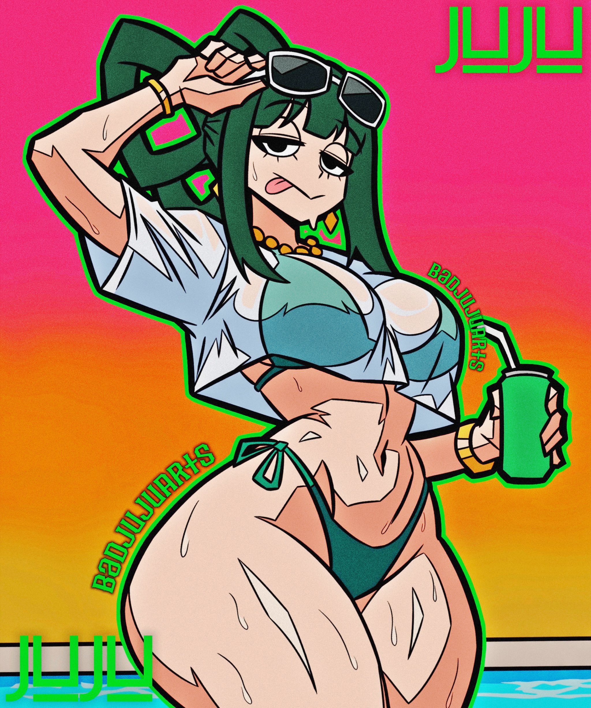 1female, 1females, 1girl, 1girls, badjujuarts, big ass, big butt, big thighs, boku no hero academia, froppy, huge ass, huge thighs, my hero academia, my hero academia (finale), post-timeskip, sweat, sweatdrop, sweating, sweaty, tsuyu asui