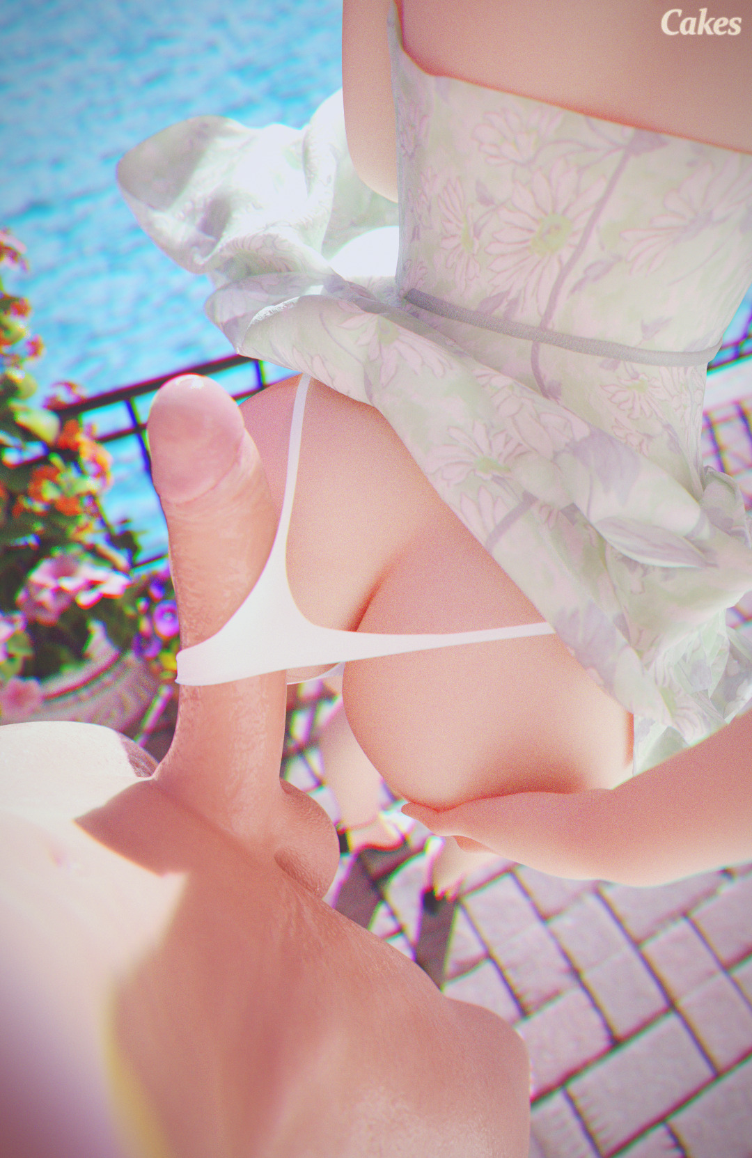 3d, ass, cakeofcakes, dress, female, male, mercy, overwatch, panties, penis, sundress