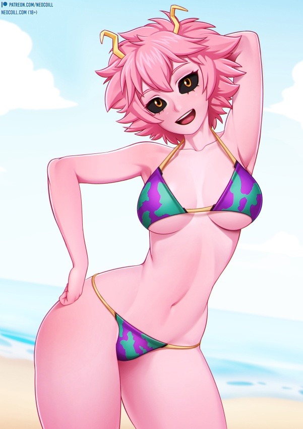 1girls, ass, big ass, big breasts, big butt, bikini, bimbo, breasts, busty, cleavage, female, female only, huge breasts, large ass, looking at viewer, mina ashido, my hero academia, neocoill, pink hair, pink skin, pink-haired female, posing, short pink hair, solo, teenager, thick thighs, thighs, underboob, wide hips