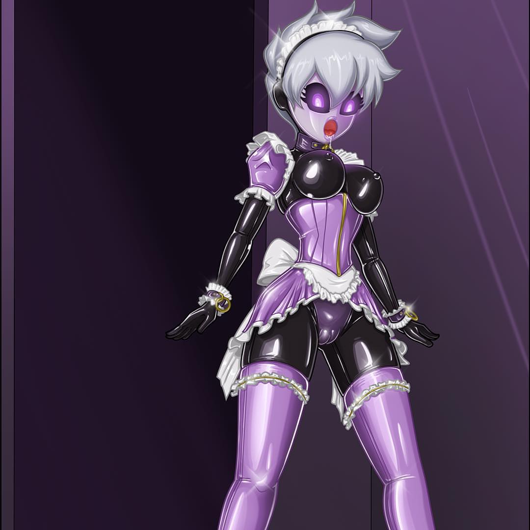 areola, areolae, black clothing, bodysuit, breasts, cameltoe, collar, corset, cuffs, dollification, dress, drool, drooling, female, female only, frilled dress, frilled legwear, frills, gloves, grey hair, latex, maid headdress, maid uniform, mario (series), mask, nintendo, nipple bulge, nipples, open mouth, purple clothing, purple eyes, pussy, rosvo, rubber, sex doll, short skirt, shy gal (cosplay), skirt, stockings, tagme