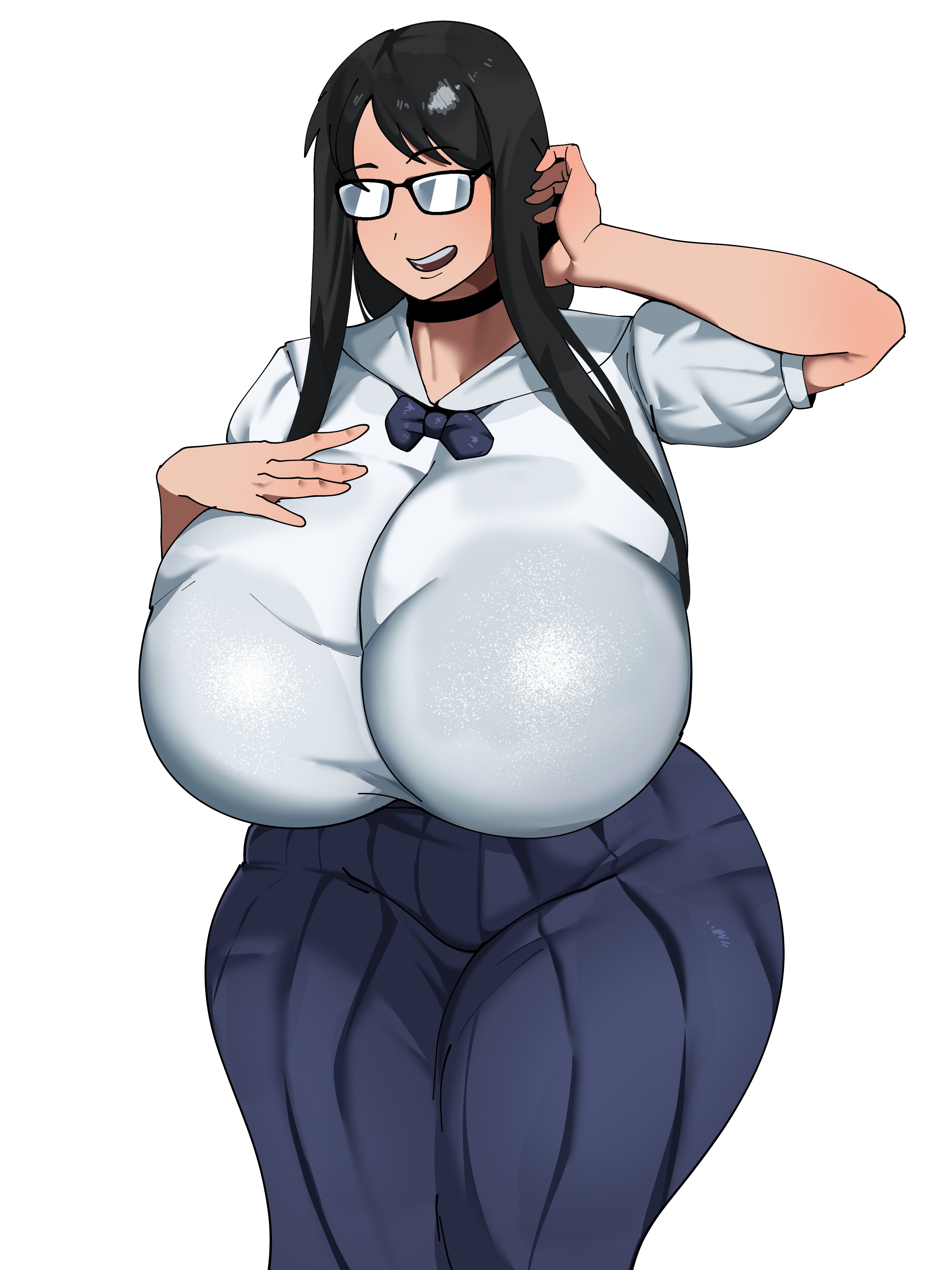 1girls, big breasts, bra bulge, bra outline, bralines, breasts, busty, curvy, curvy figure, enormous breasts, female, female only, giant breasts, gigantic breasts, glasses, huge breasts, huge thighs, jimiko, kesorn (shinhyunxi), large breasts, massive breasts, nerd, nerdy female, original, plump thighs, ponytail, school uniform, shinhyunxi, teenager, thick thighs, thighs, thunder thighs, venus body, voluptuous, voluptuous female