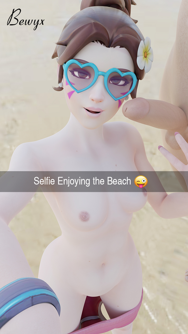 3d, alternate costume, areolae, balls, belly, bewyx, blender, blizzard entertainment, breasts, d.va, duo, erect nipples, erection, female, male, navel, nipples, overwatch, straight, sunglasses, tagme, waveracer d.va
