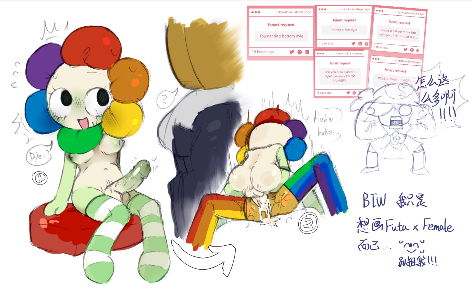 dandy (dandy's world), dandy's world, dyle (dandy's world), futanari, rule 63, tyoutsuki