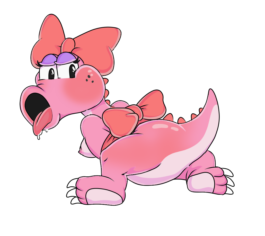 alternate_version_available birdo blush bow breast dinosaur drooling feet freckles mario_(series) nintendo nipple no_humans pink_skin plaguetyranno reptile