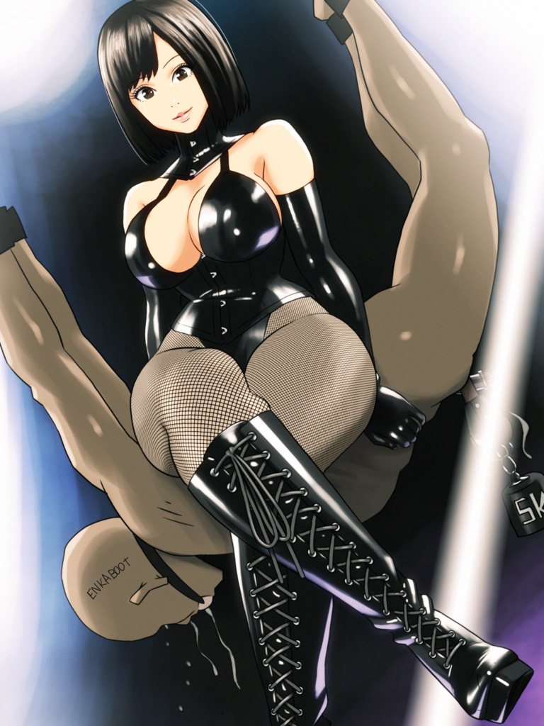 1boy, 1boy1girl, 1girls, adult, adult female, asian, asian female, asian girl, balls, big breasts, black boots, bondage, bondage gear, boot fetish, boots, breasts, cbt, cfnm, clothed female nude male, clothes, cock and ball torture, cock and balls torture, dominant, dominant female, dominatrix, elbow gloves, enkaboots, female, female focus, femdom, fishnet, fishnet legwear, fishnet pantyhose, fishnet stockings, fishnet thighhighs, fishnets, gloves, knee boots, kneehigh boots, lace-up boots, laced boots, leather, leather boots, leather clothing, leather gloves, long legs, looking at viewer, male, malesub, original, original character, original characters, penis, precum, short hair, short-haired female, submissive male, tall boots, thick thighs, thigh highs, thighhighs, thighs