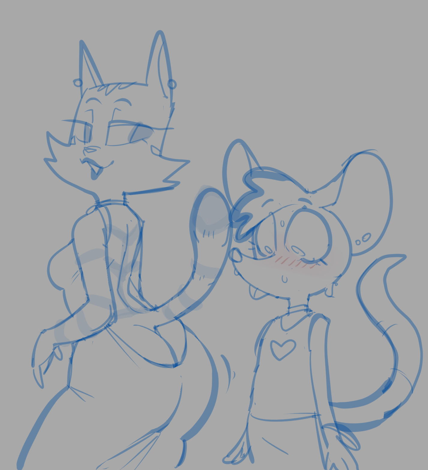 2025, 2girls, age difference, anthro, aroused, ass, ass cleavage, backless clothing, backless dress, bangle, bare shoulders, bent arm, big ass, big butt, big ears, big eyes, big iris, biped, blue and grey, blush, blush lines, bodily fluids, bottomwear, breast size difference, breasts, buckteeth, butt cleavage, cheek tuft, choker, clothed, clothed anthro, clothed female, clothing, cocktail dress, curved eyebrows, dbaru, digital drawing (artwork), digital media (artwork), domestic cat, dress, duo, ear piercing, ear ring, eyebrows, eyelashes, facial markings, facial tuft, fat ass, fat butt, felid, feline, felis, female, female only, female/female, fingers, flat chested, fran (litterbox comics), fully clothed, fully clothed anthro, fully clothed female, fur, fur tuft, head markings, head tuft, head turned, heart print, heart symbol, hi res, iris, jewelry, larger female, lipstick, litterbox comics, long dress, long eyelashes, looking at another, looking at another's butt, looking at ass, looking at butt, looking back, looking back at another, looking down, looking down at another, looking down at butt, makeup, mammal, markings, mature, mature anthro, mature female, mature woman, medium breasts, milf, monochrome, motion lines, motion outline, mouse, mouth closed, murid, murine, nameless character, narrowed eyes, necklace, nervous, nervous sweat, no pupils, older female, open mouth, open smile, piercing, pointy ears, prick ears, print clothing, print shirt, print tank top, print topwear, pseudo hair, red blush, ring piercing, rodent, shirt, size difference, sketch, skimpy, skimpy dress, skirt, smaller female, smile, smiling at another, snout, staring at ass, striped arms, striped back, striped body, striped face, striped fur, striped markings, striped tail, stripes, sweat, sweatdrop, tabby cat, tail, tail markings, tank top, teeth, thin eyebrows, three-quarter view, tongue, tongue out, topwear, translucent, tuft, webcomic, wide eyed, younger female