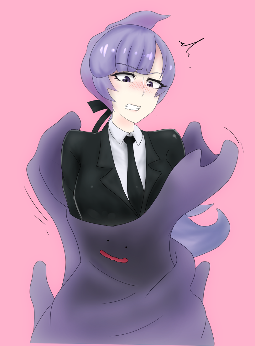 1girls anabel_(pokemon) anabel_(pokemon_sm) ditto female human nintendo pokémon_(species) pokemon pokemon_(species) pokemon_rse pokemon_sm pokephilia purple_hair slime_monster tagme transformation