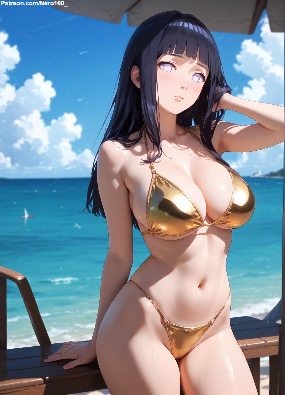 1girls 2d ai_generated ass big_ass big_breasts bikini bikini_top black_hair blunt_bangs boruto:_naruto_next_generations breasts curvaceous curvaceous_female curvaceous_figure curvy curvy_figure gold_bikini grey_eyes high_quality hime_cut hourglass_figure huge_breasts hyuuga_hinata inviting_to_sex large_breasts light-skin light-skinned_female lips long_hair mature mature_female mature_woman milf mommy naruto naruto_(series) naruto_shippuden nero100 outdoors pale-skin pale-skinned_female posing sagging_breasts seductive seductive_look sexy_pose sitting stable_diffusion tagmeo thick_ass thick_butt thick_thighs thighs wide_hips