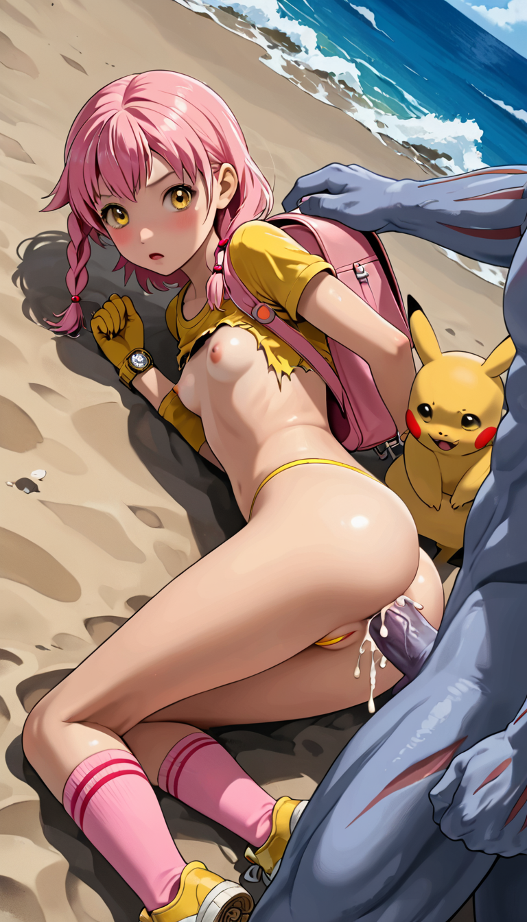 ai_generated anal anal_insertion anal_sex anal_sex beach breasts breasts breasts_out confused confused_face confused_look confusion cum cum_in_ass cum_inside grabbing huge_cock interspecies legs legs_together lost_battle_(pokemon) machoke monster monster_cock on_floor on_side original_character outdoor_nudity outdoor_sex outdoors outside panties pikachu pink_clothing pink_hair pokefan_alice pokemon pokemon_(species) pokephilia pov public public_exposure public_indecency public_nudity public_sex ripped_clothing sand sideways size_difference sneakers terror139 thong tits_out white_skin yellow_clothing yellow_eyes