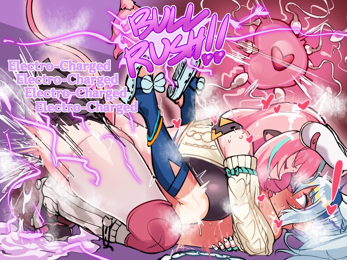 ! 2girls after_kiss animal_ears aqua_hair blue_hair blue_hairband cow_ears cow_girl cow_horns cow_tail cowgirl_position cum cum_pool detached_sleeves electricity english_text fertilization from_side futa_with_female futanari genshin_impact hairband heart horns hug huge_testicles impregnation leg_warmers lying mualani_(genshin_impact) multicolored_hair multiple_girls on_back ovum pink_hair red_eyes saliva saliva_trail sex sirachi streaked_hair tail testicles varesa_(genshin_impact) white_leg_warmers