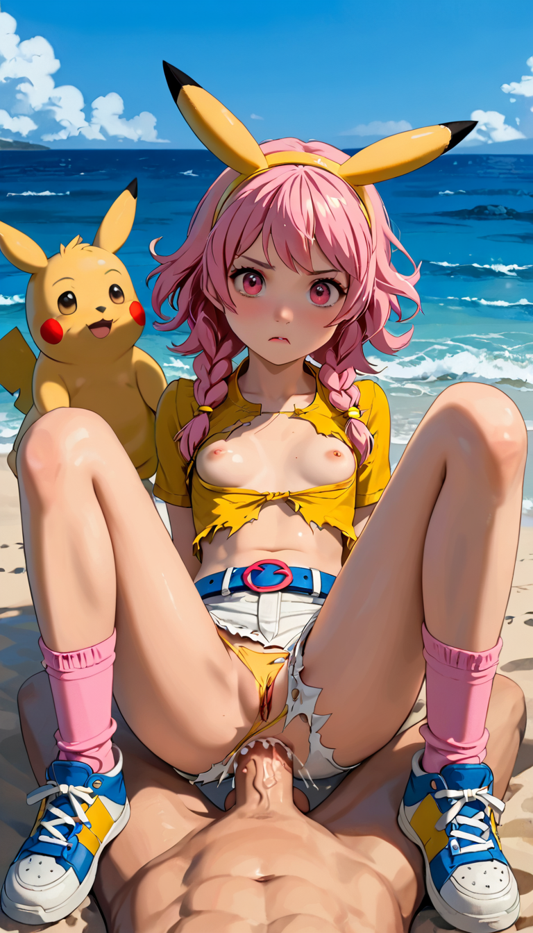 ai_generated anal anal_insertion anal_sex anal_sex annoyed annoyed_expression beach confused confused_face confused_look confusion cum cum_in_ass cum_inside huge_cock human_penetrating interspecies leaning leaning_back lost_battle_(pokemon) machoke missionary_position monster monster_cock original_character outdoor_nudity outdoor_sex outdoors outside panties pikachu pink_clothing pink_hair pokefan_alice pokemon pokemon_(species) pokephilia pov pov_eye_contact public public_exposure public_indecency public_nudity public_sex ripped_clothing size_difference sneakers terror139 thong trainer/pokemon white_skin yellow_clothing yellow_eyes