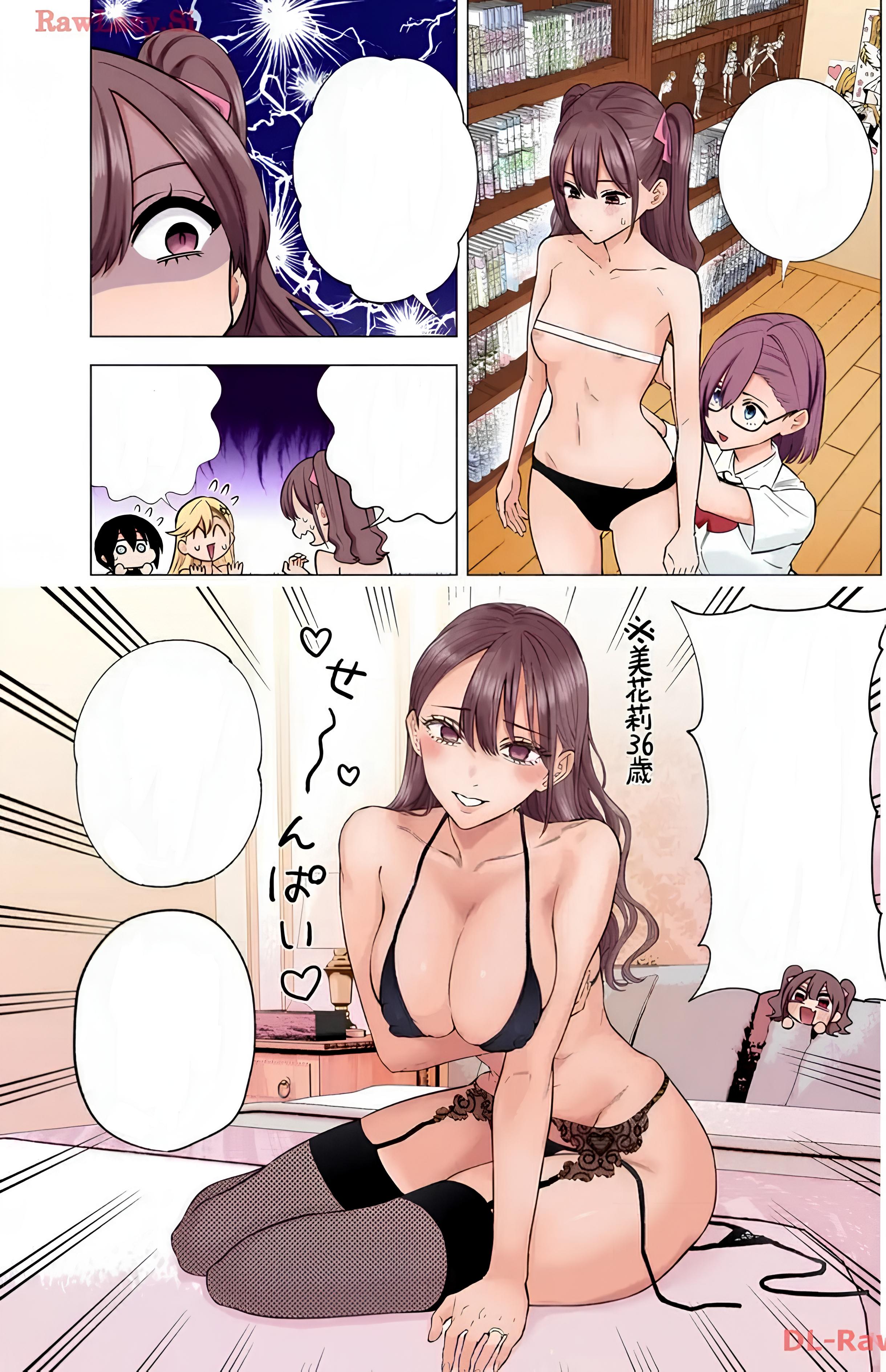 2.5 jigen no ririsa, aged up, amano ririsa, bare arms, bare belly, bare legs, bare shoulders, bare thighs, bed, bed sheet, belly button, big breasts, black bra, black hair, black panties, blonde hair, blue eyes, bra, breasts, brown eyes, brown hair, cleavage, closed eyes, collarbone, fantasizing, female, fishnet thighhighs, garter belt, garter straps, glasses, groin, hashimoto yuu, indoors, kisaki aria, lingerie, long hair, manga, measurements, nipples, no bra, nonoa (2.5 jigen no ririsa), official art, panties, panties only, parted lips, purple hair, school uniform, short hair, short sleeves, small breasts, smile, standing, sweatdrop, tachibana mikari, thick thighs, thighhighs, thighs, topless, twintails, underwear