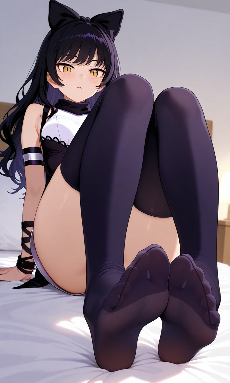 ai_generated blake_belladonna feet feet_focus rwby thighhighs