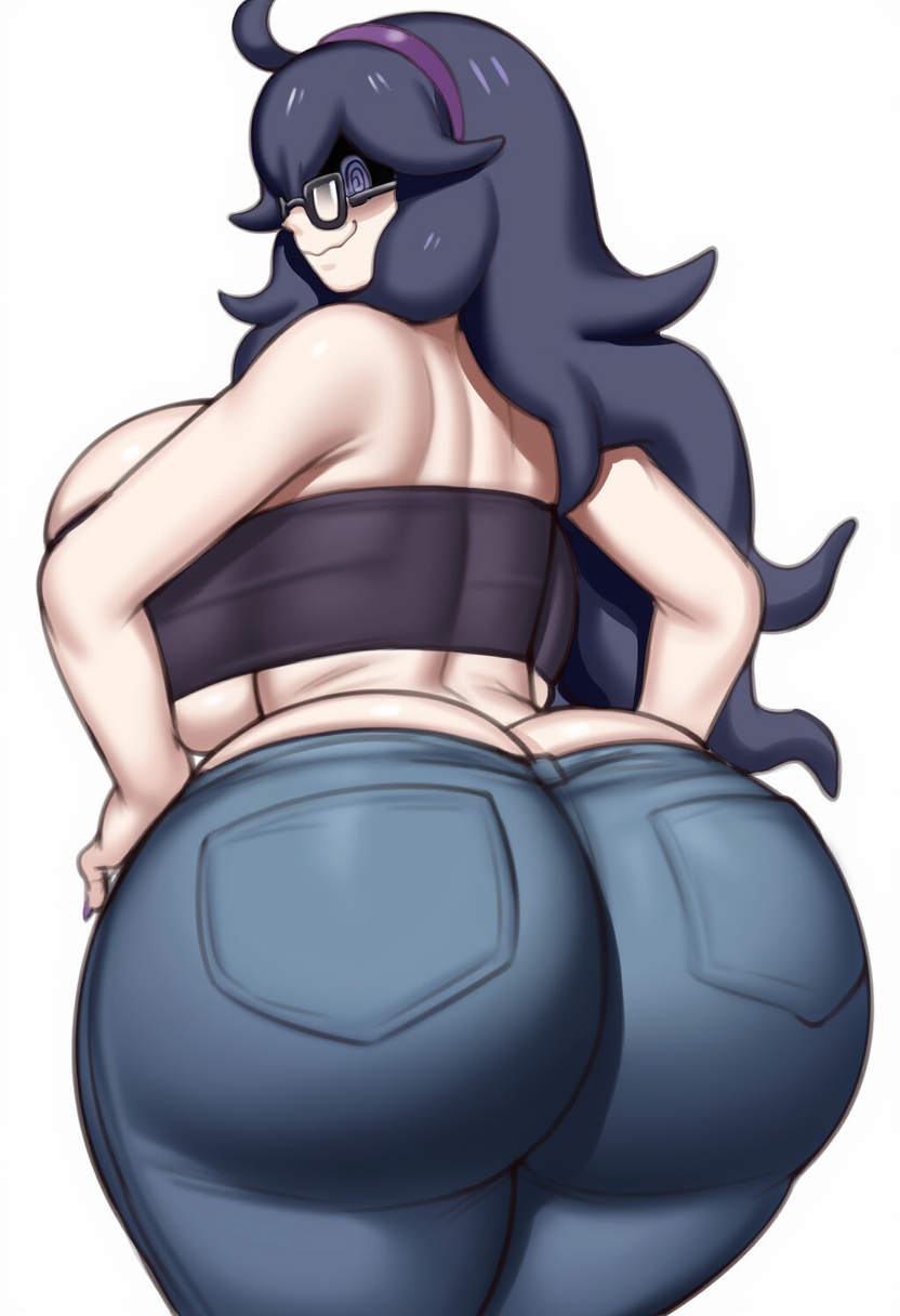 ai generated, ass, ass cleavage, ass crack, ass focus, big ass, big breasts, breasts, bubble ass, bubble butt, butt crack, female, gigantic ass, gigantic breasts, hex maniac, hips, huge ass, huge breasts, jeans, lubbasdump, massive ass, massive hips, pokemon, tight clothing, tubetop, wide hips