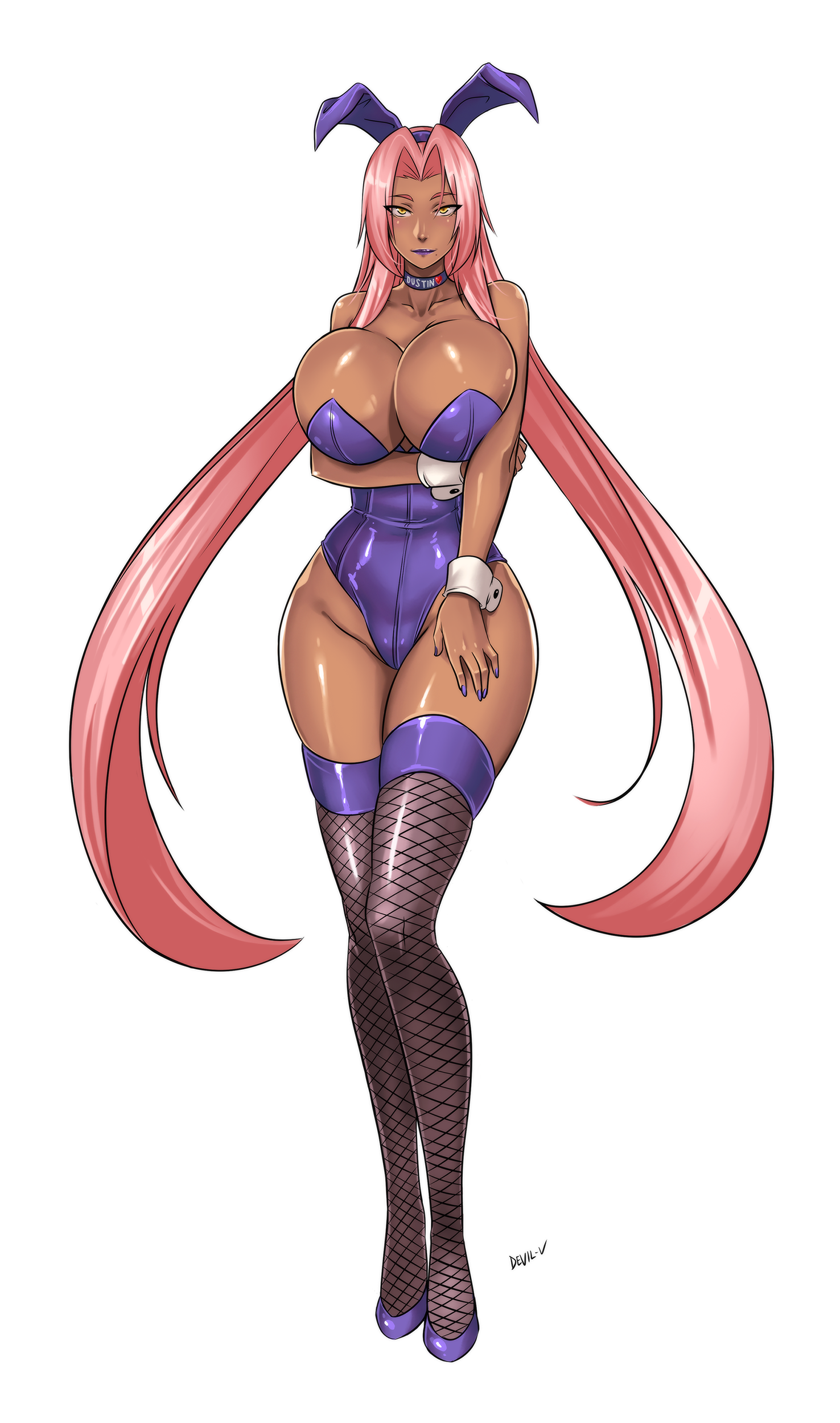 breasts, bunny ears, dark skin, devil-v, female, female only, huge breasts, ingrid (taimanin asagi), taimanin asagi
