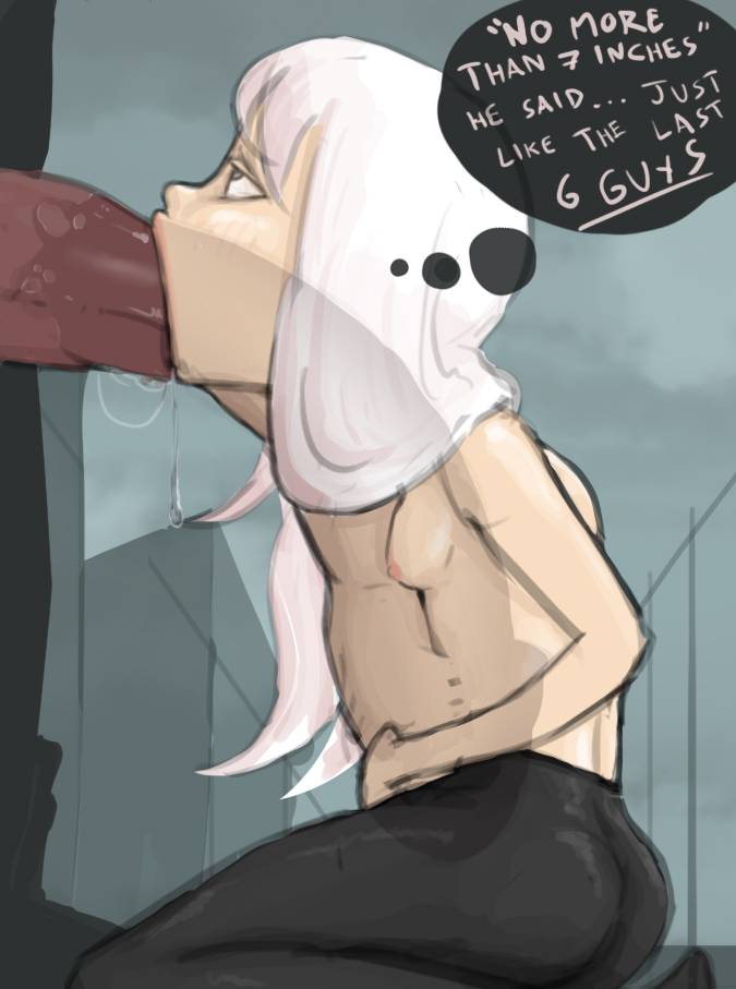 1boy, 1girls, 2d, abdominal bulge, ahe gao, big penis, blowjob, breasts, cock sleeve, cum ring, deep blowjob, deepthroat, dislocated jaw, drooling, eye contact, eye roll, face fucking, fellatio, female, fringe, gagging, gorillakingh, half-closed eyes, huge penis, hyper, hyper penetration, hyper penis, hyper stomach bulge, impossible fit, it'll never fit, large penis, larger male, living condom, living sex toy, long hair, male, mind break, mouth full of cock, mouthful, neck bulge, oral, oral only, oral penetration, pectoral bulge, penis, penis in mouth, petite, profile, ridiculous fit, rolling eyes, saliva, saliva drip, saliva string, saliva trail, side view, size difference, small breasts, smaller female, stomach bulge, stomach deformation, stomach penetration, submissive, submissive female, sucking penis, text, thought bubble, throat bulge, throat fuck, throat swabbing, tight clothing, tight fit, used, white hair, x-ray